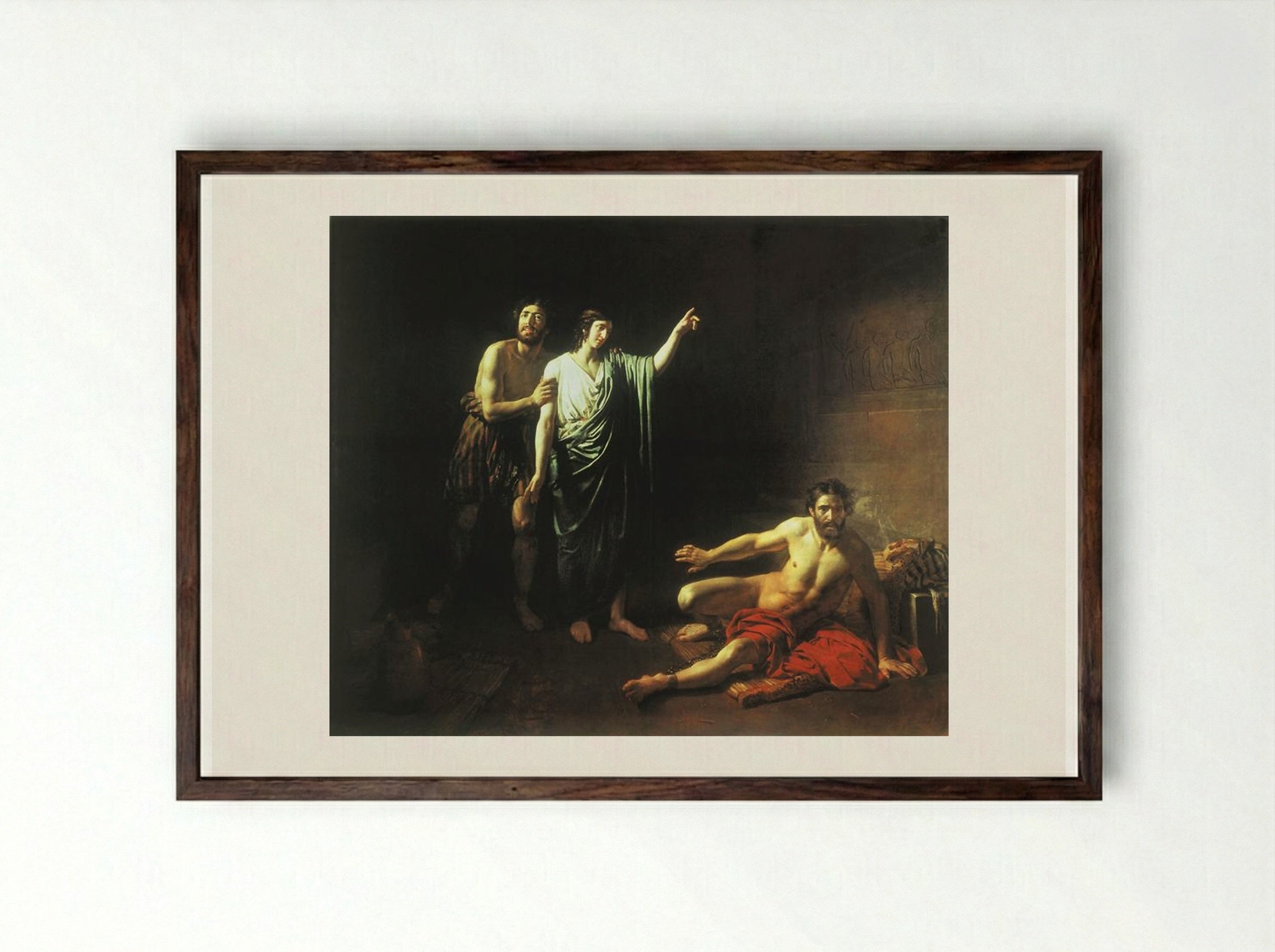 Joseph Interpreting Dreams to the Butler and the Baker - Alexander Ivanov - Framed Print Dark Wood
