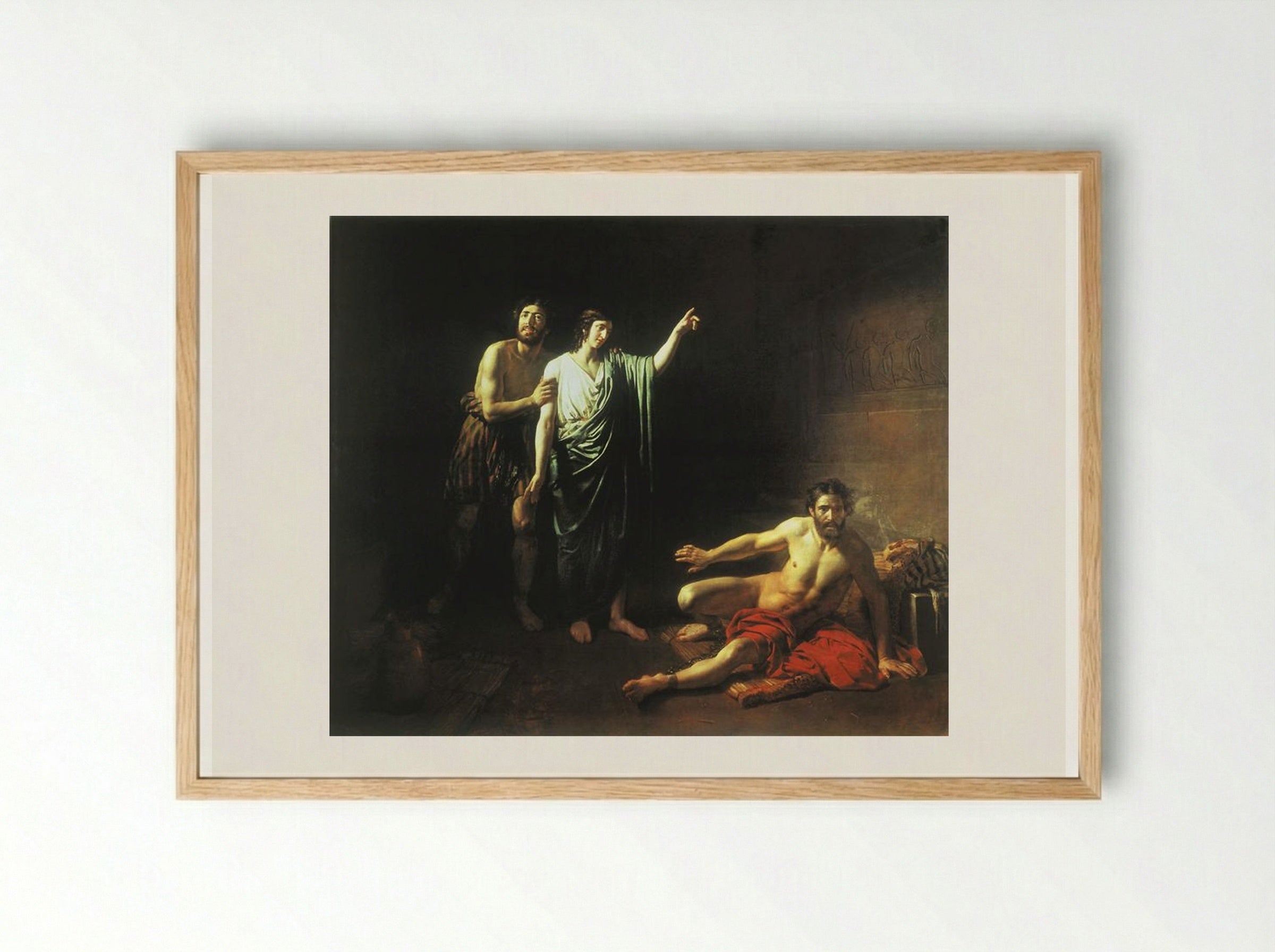 Joseph Interpreting Dreams to the Butler and the Baker - Alexander Ivanov - Framed Print Wood