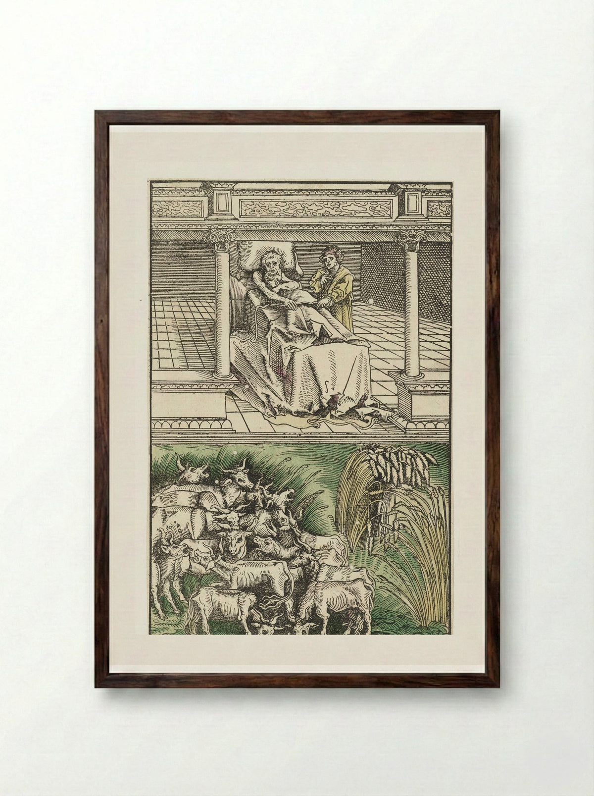 Joseph Interpreting Pharaoh's Dreams - Lucas Cranach the Elder - Framed Print Dark Wood