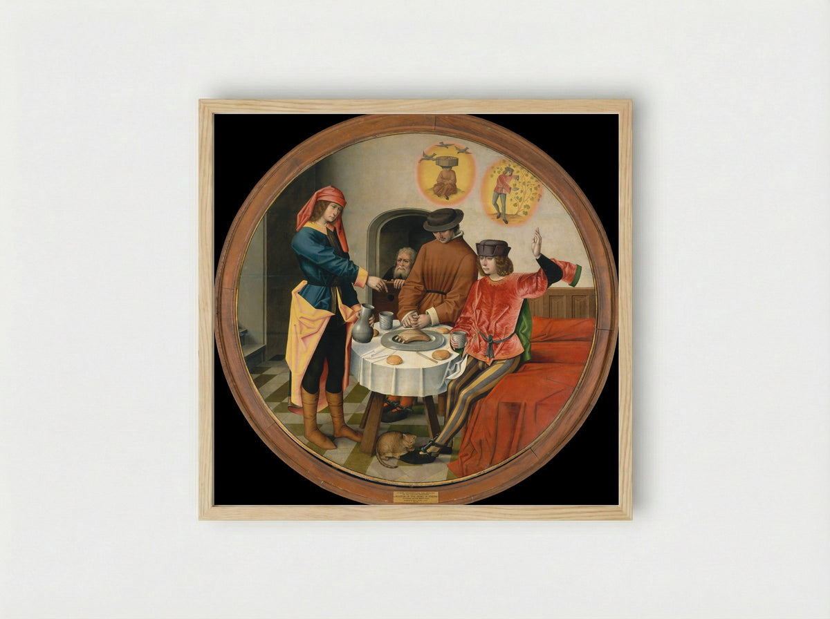 Joseph Interpreting the Dreams of His Fellow Prisoners - Master of the Story of Joseph - Framed Print Wood
