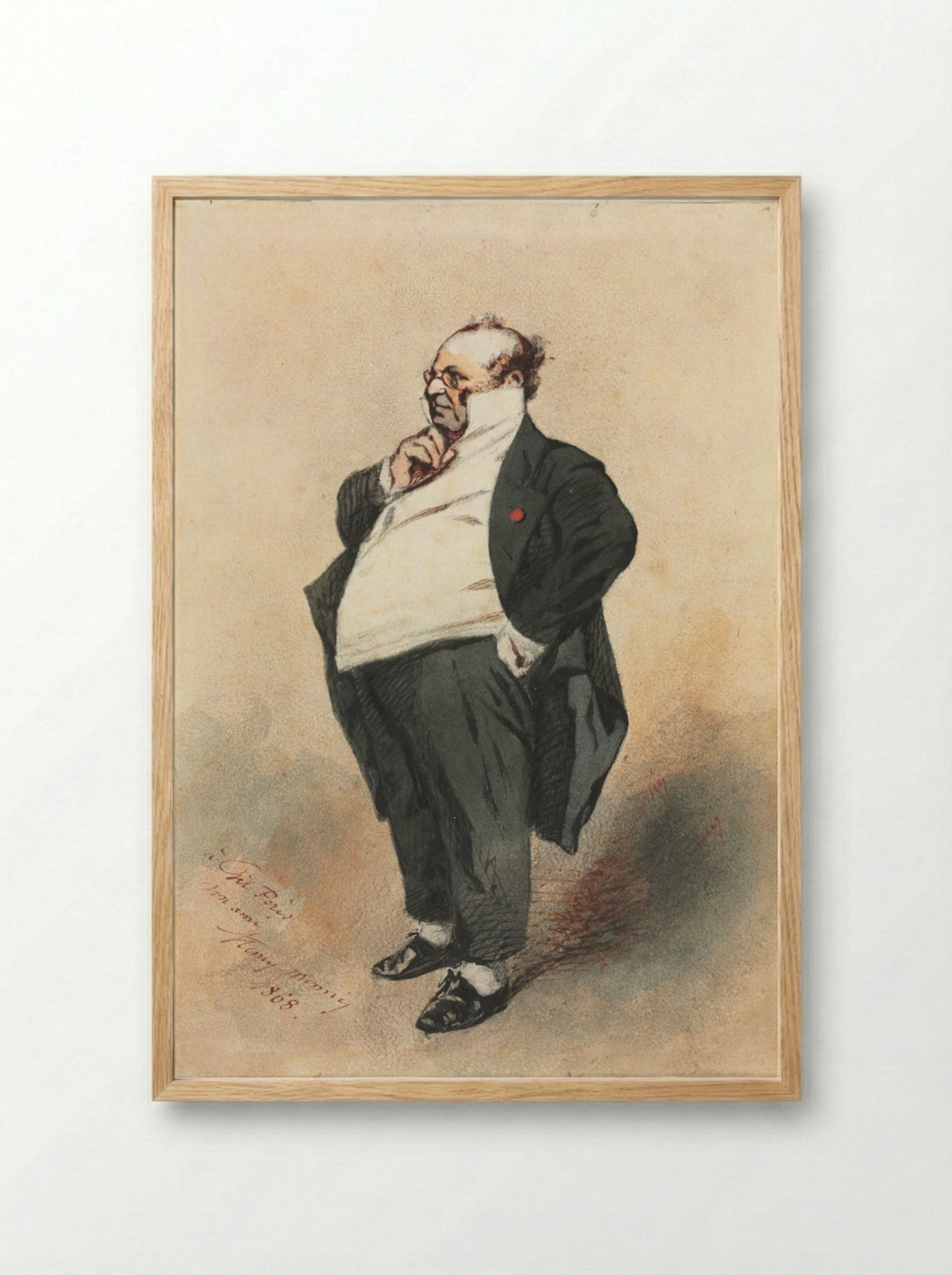 Joseph Prud'homme Standing - Henry Bonaventure Monnier - Framed Print Wood