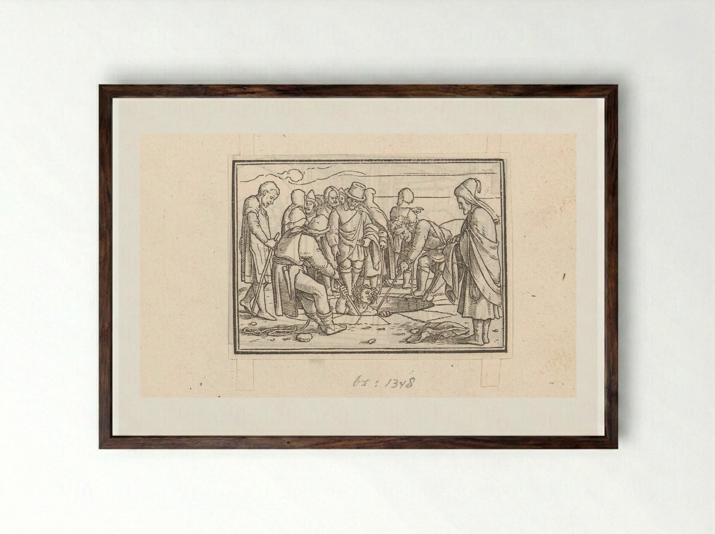 Joseph Pulled from the Pit - Veit Rudolf Specklin - Framed Print Dark Wood