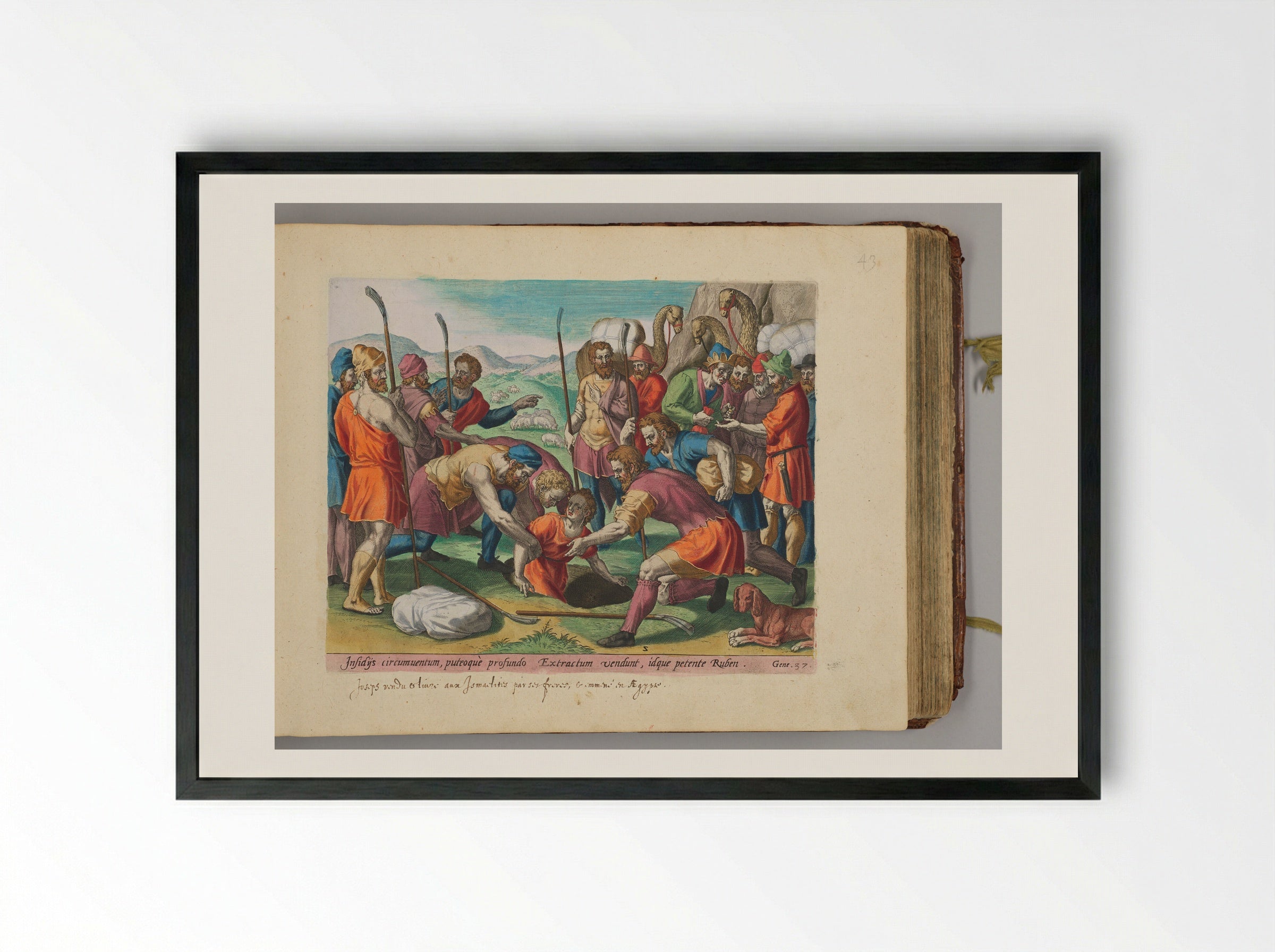 Joseph Sold by His Brothers - Johann Sadeler I - Framed Print Black