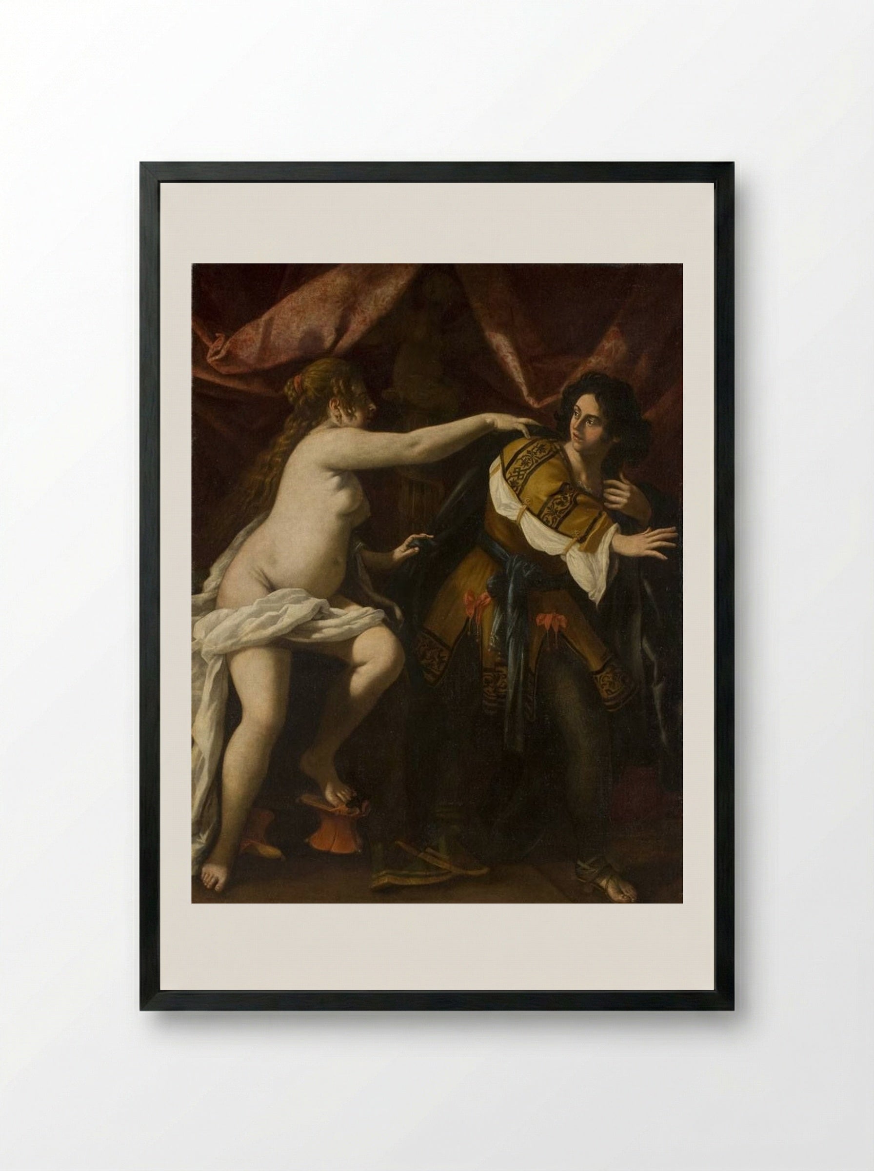 Joseph and Potiphar's Wife - Giovanni Baglione - Framed Print Black