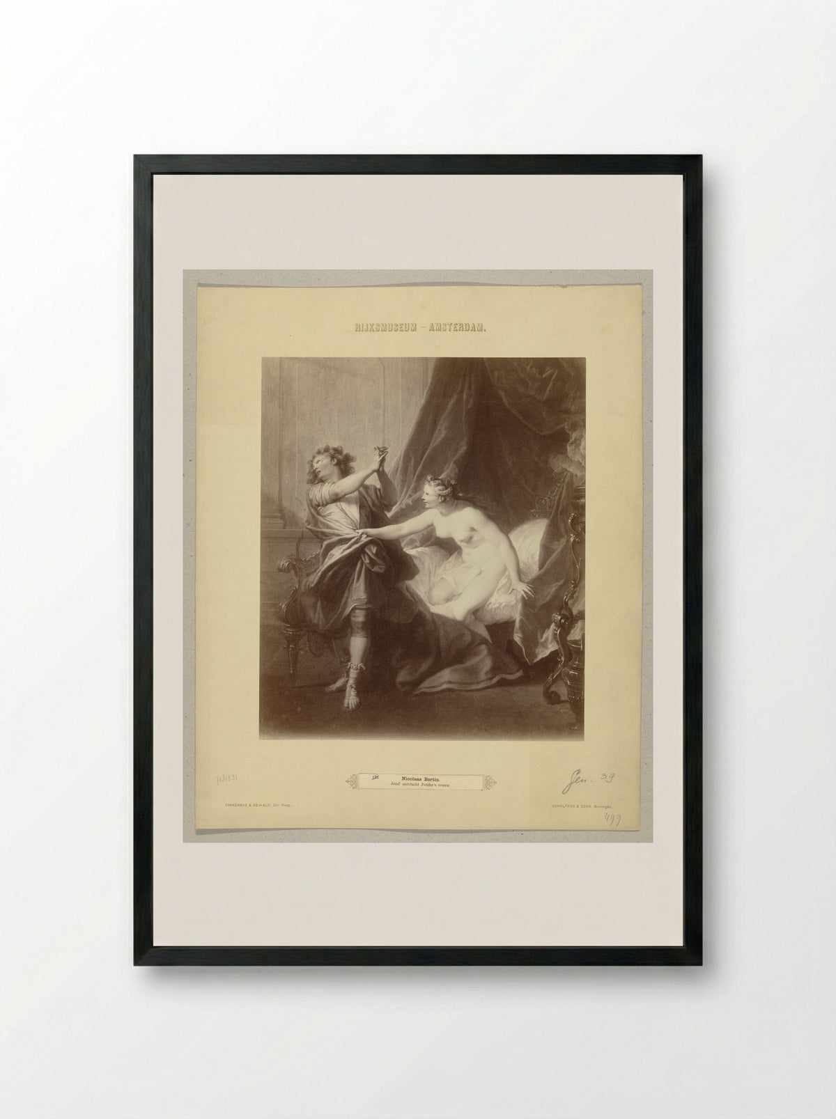 Joseph and Potiphar's Wife - Nicolas Bertin - Framed Print Black