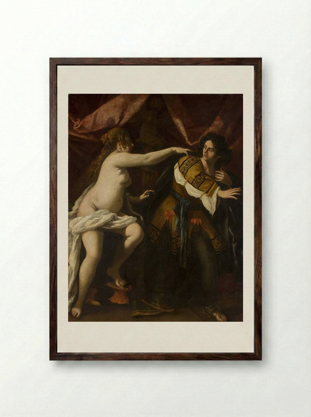 Joseph and Potiphar's Wife - Giovanni Baglione - Framed Print Dark Wood