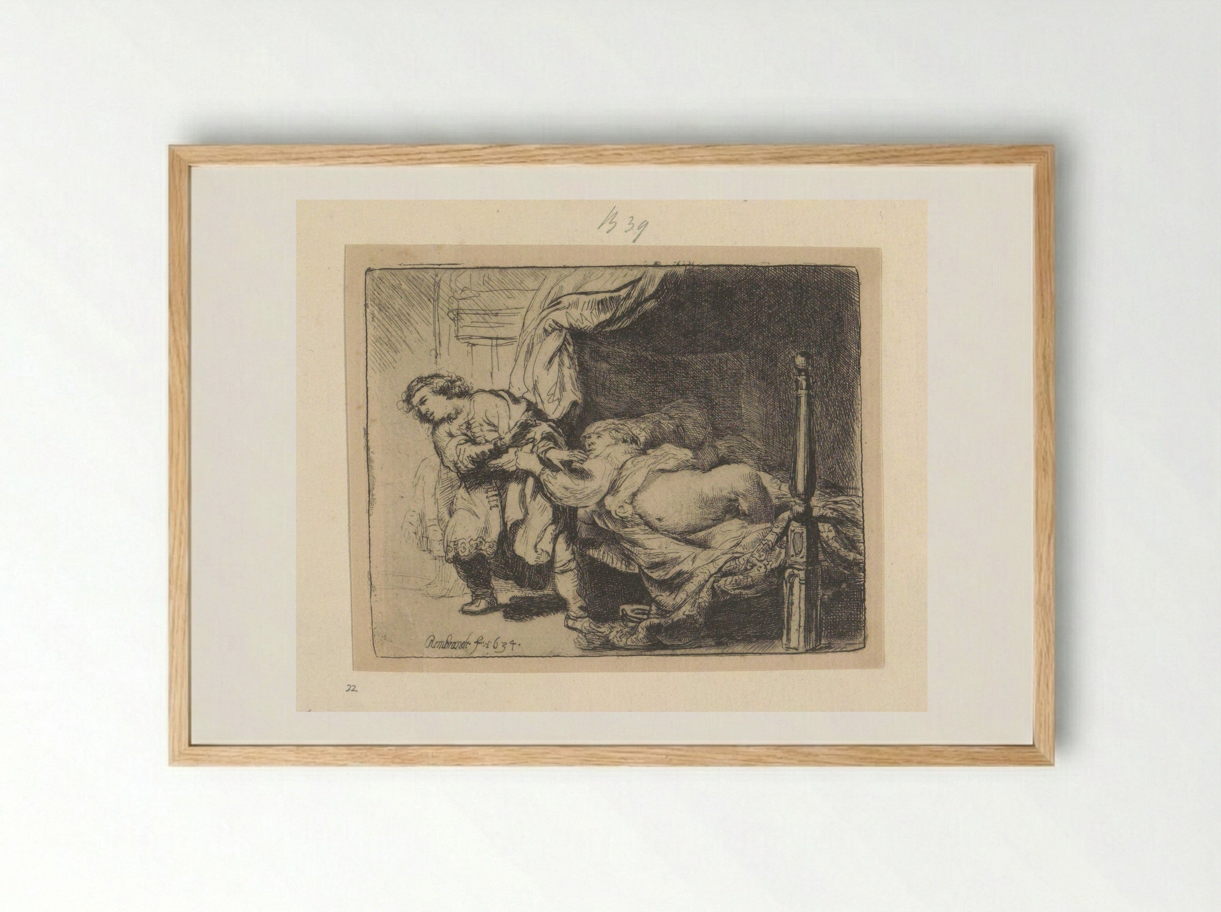 Joseph and Potiphar's Wife - Henry Louis Basan - Framed Print Wood