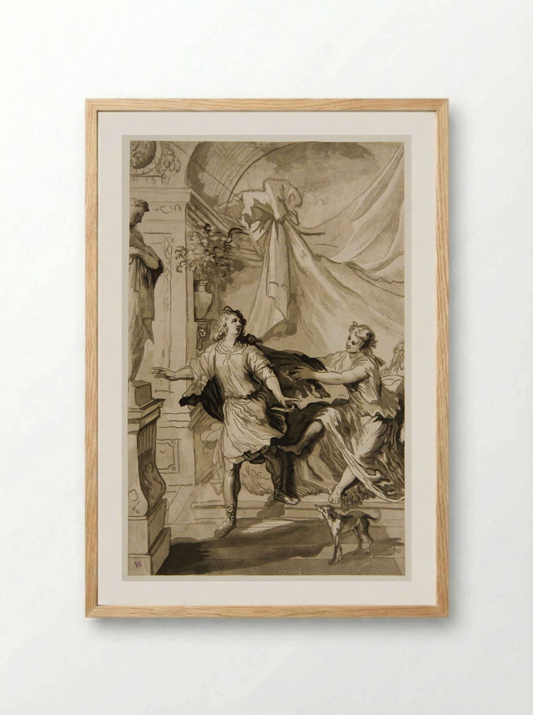 Joseph and Potiphar's Wife - Maria Catharina Prestel - Framed Print Wood