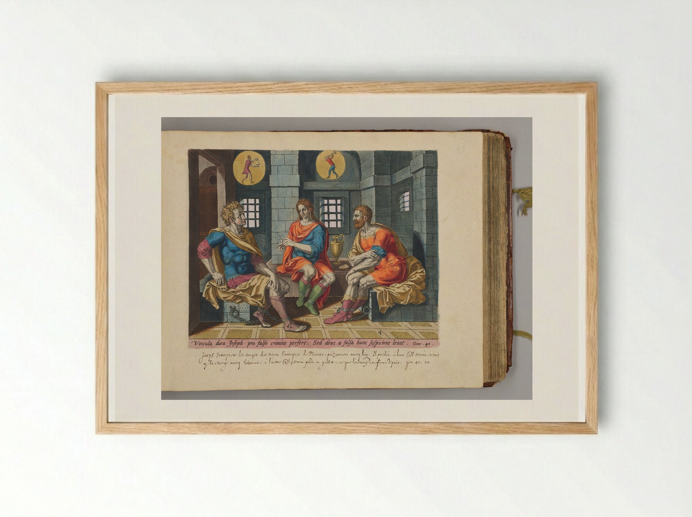 Joseph in Pharaoh's Prison - Hans Collaert the Elder - Framed Print Wood