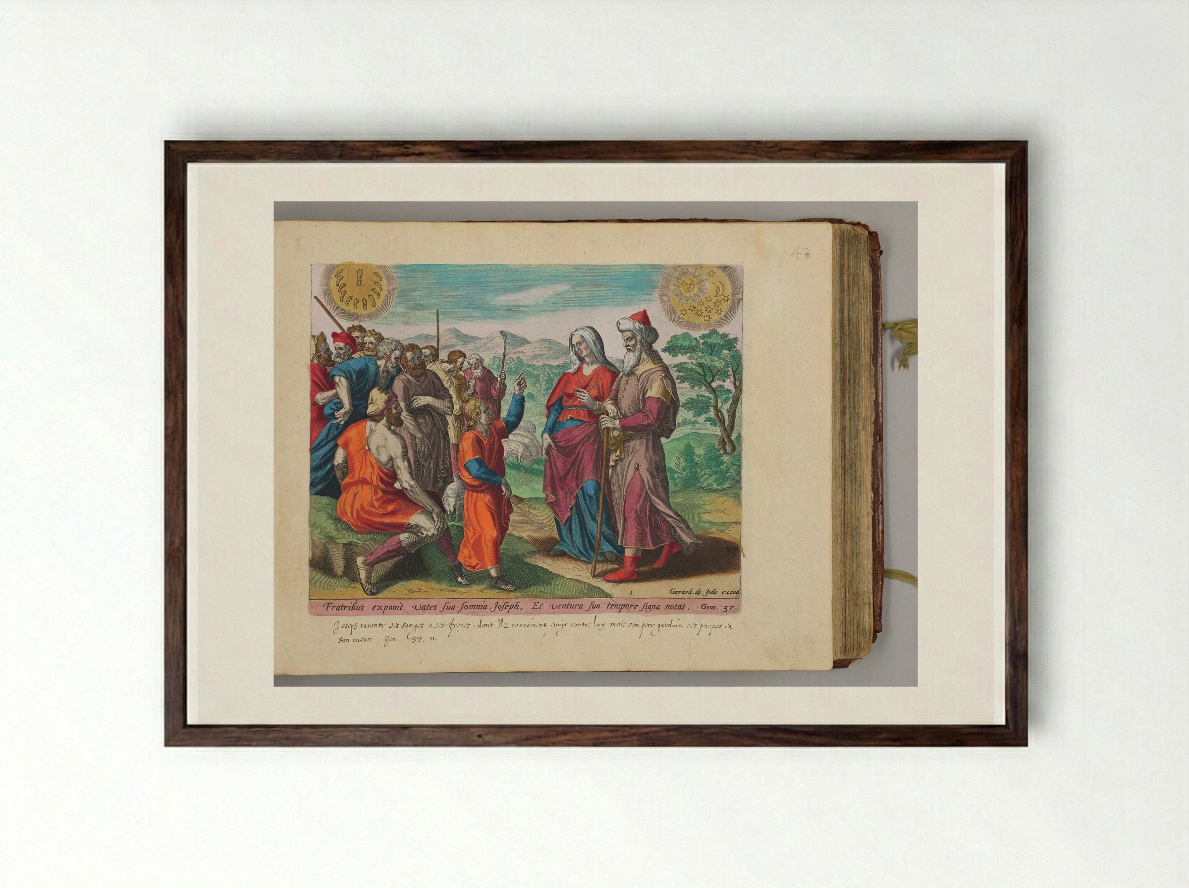 Joseph's Dream - Hans Collaert the Elder - Framed Print Dark Wood