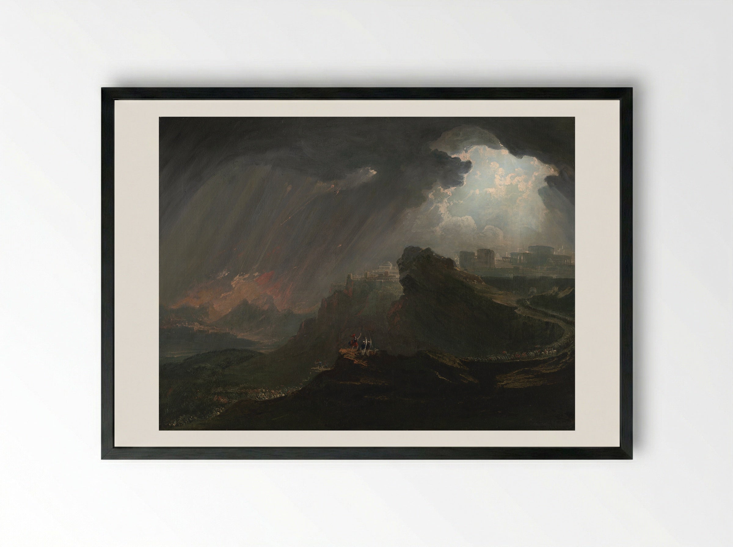 Joshua Commanding the Sun to Stand Still - John Martin - Framed Print Black