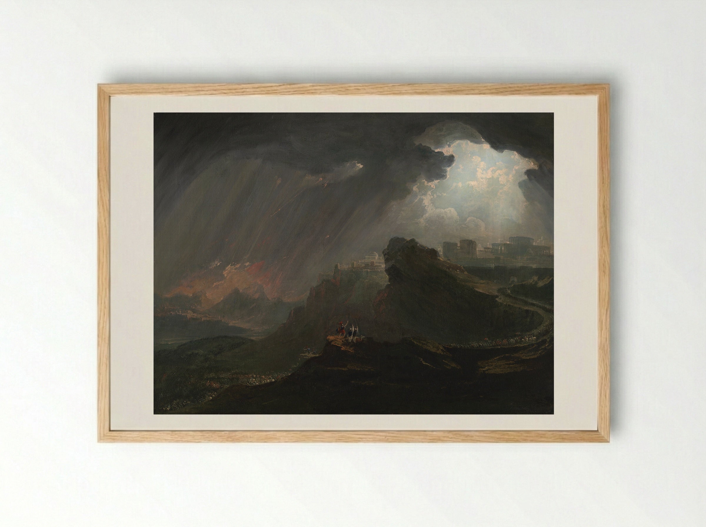 Joshua Commanding the Sun to Stand Still - John Martin - Framed Print Wood