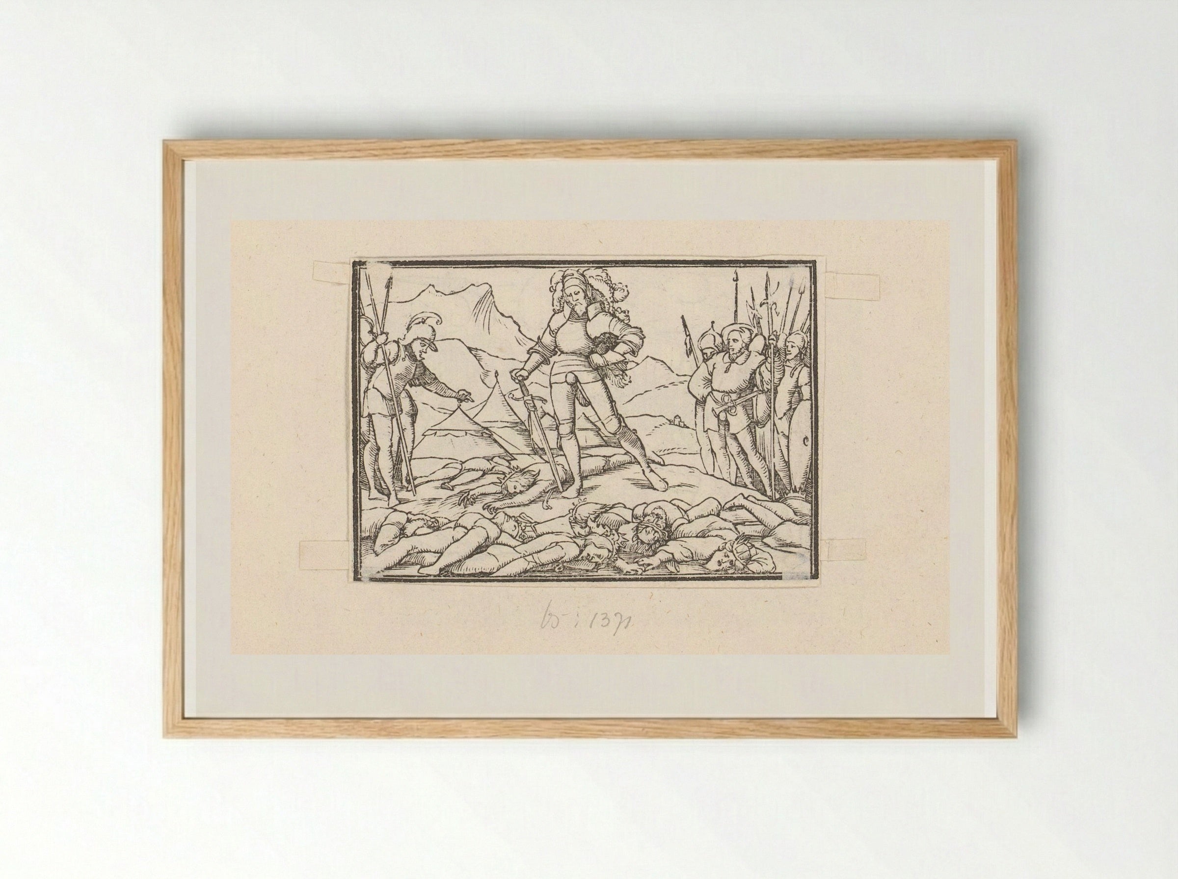 Joshua as Leader of the Israelites with the Bodies of the Defeated Kings - Veit Rudolf Specklin - Framed Print Wood