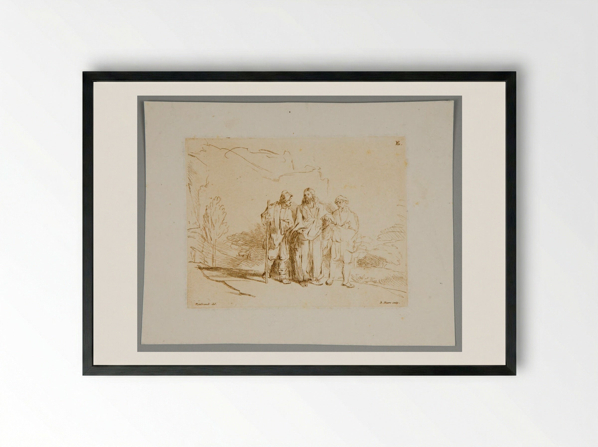 Journey to Emmaus - Bernard Picart - Framed Print Black