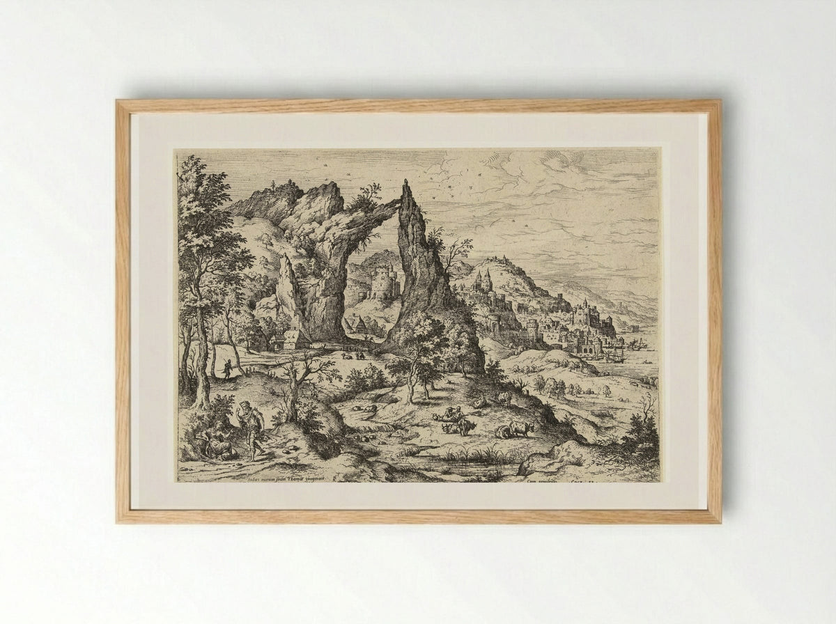 Juda and Tamar - Hieronymus Cock - Framed Print Wood