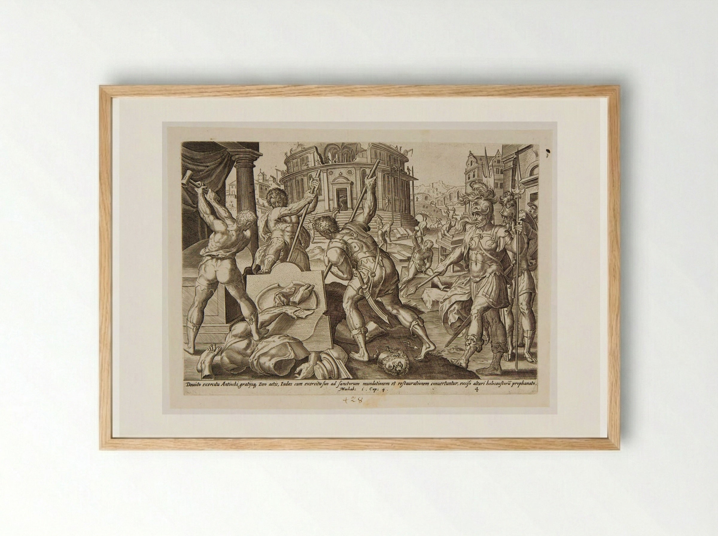 Judas Maccabee Ordering the Cleansing of the Holy Place - Johannes Wierix - Framed Print Wood