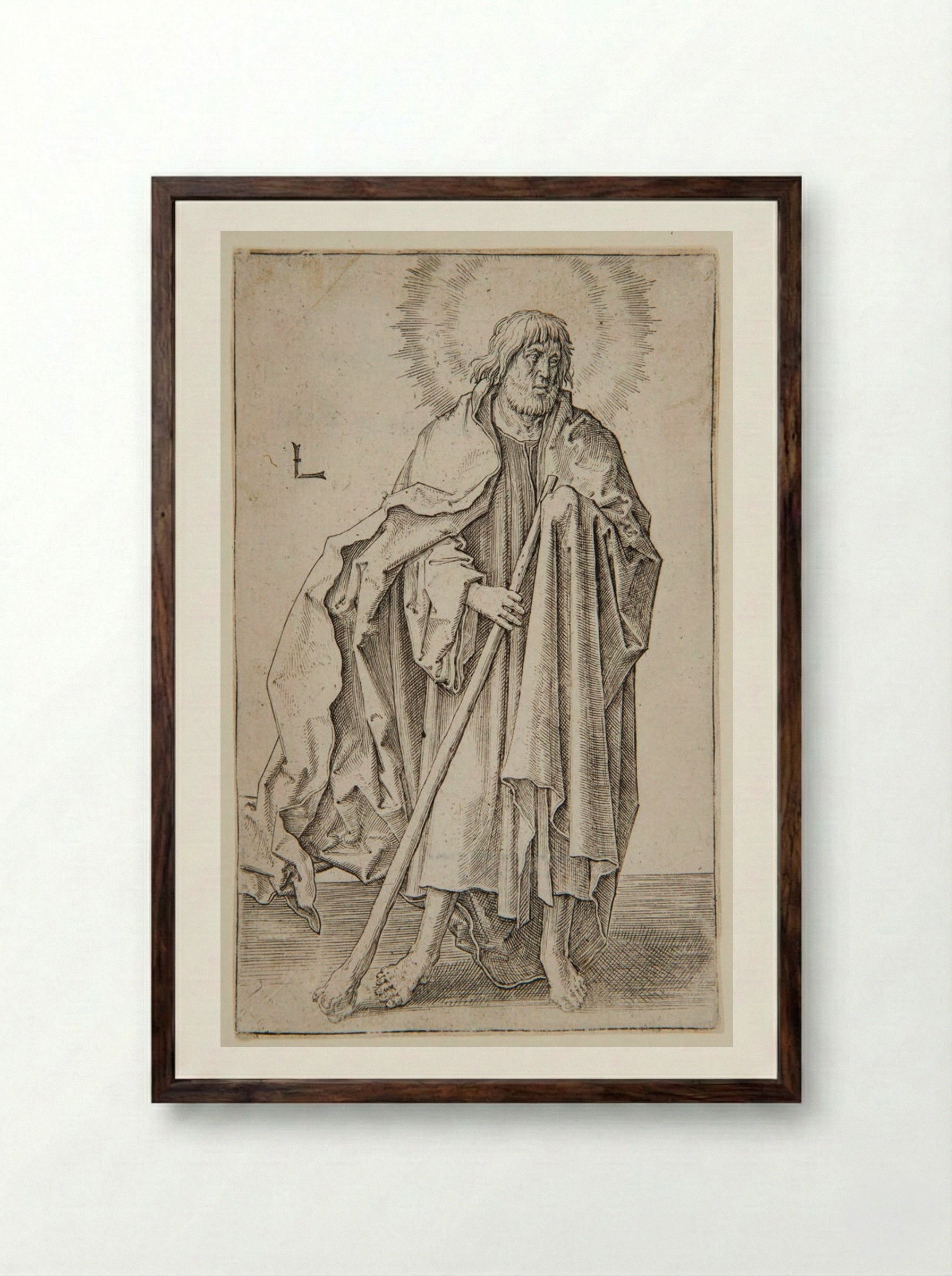 Judas Thaddeus - Lucas van Leyden - Framed Print Dark Wood