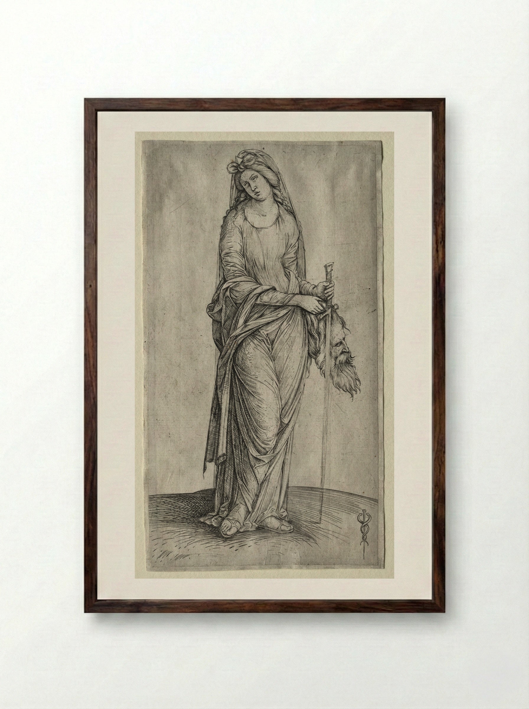 Judith Holding the Head of Holofernes - Jacopo de' Barbari - Framed Print Dark Wood