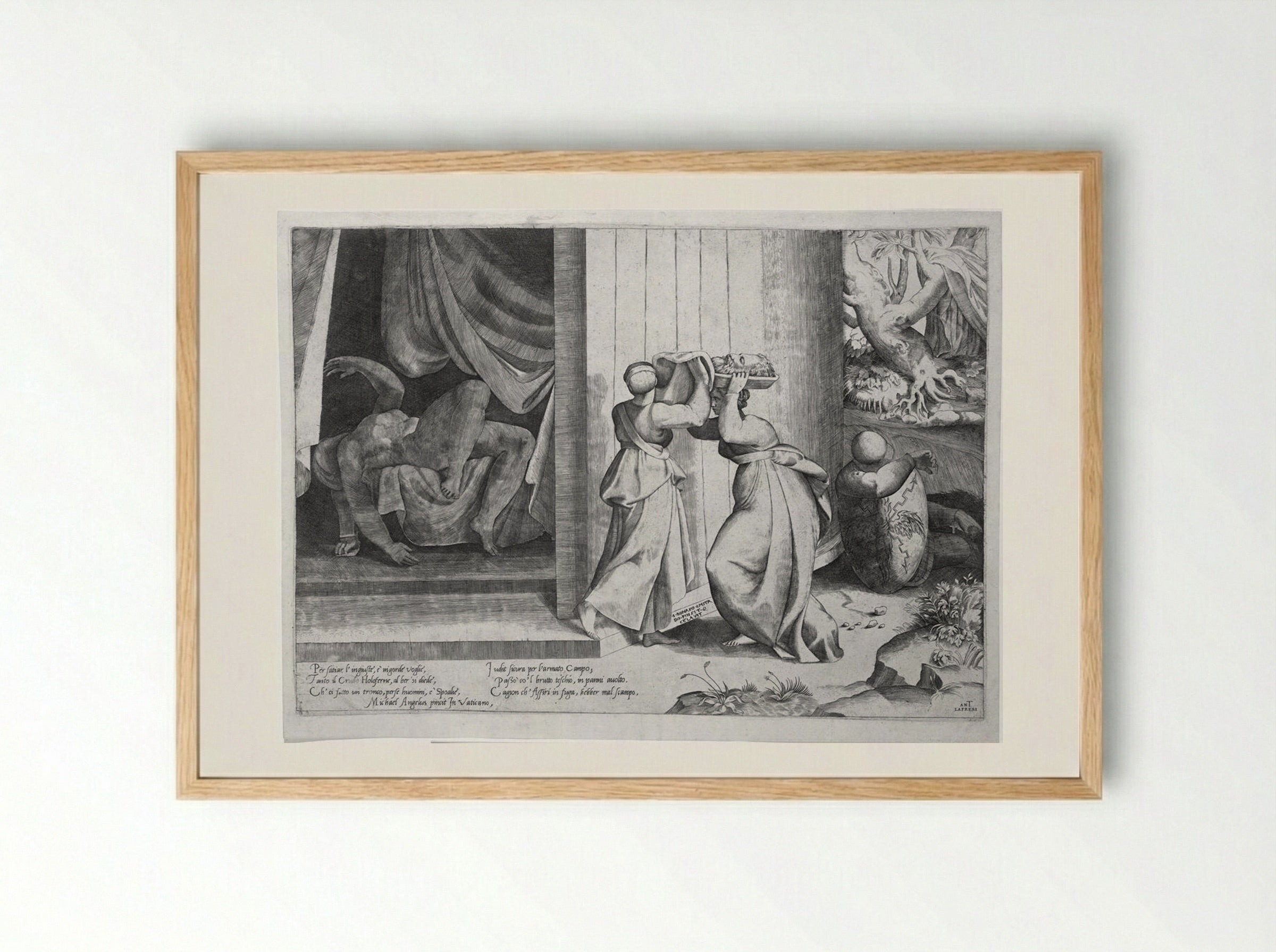 Judith Leaving the Tent of Holofernes - Giulio Bonasone - Framed Print Wood