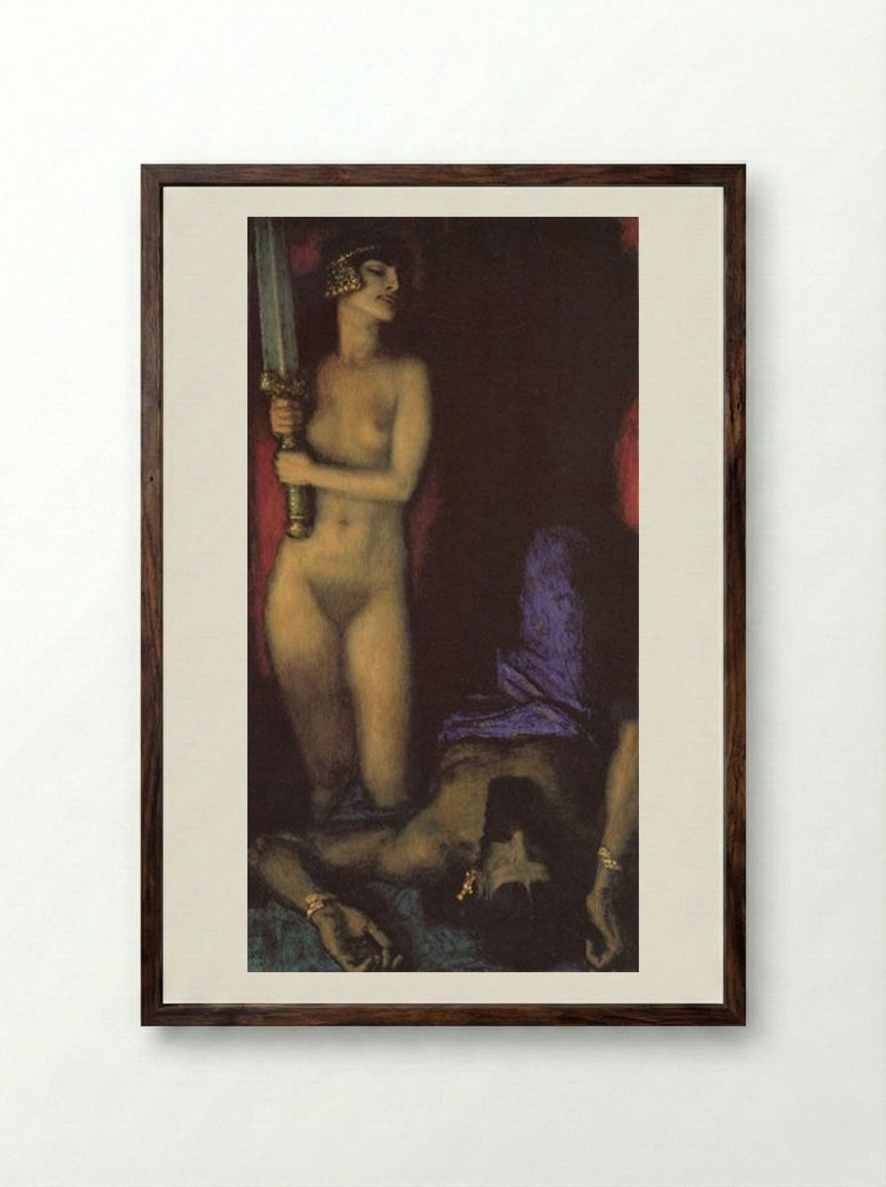 Judith and Holofernes - Franz von Stuck - Framed Print Dark Wood