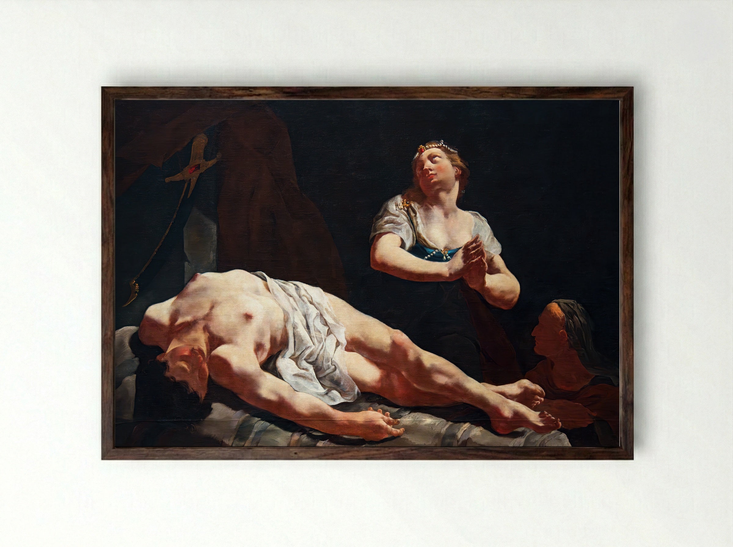 Judith and Holofernes - Giulia Lama - Framed Print Dark Wood