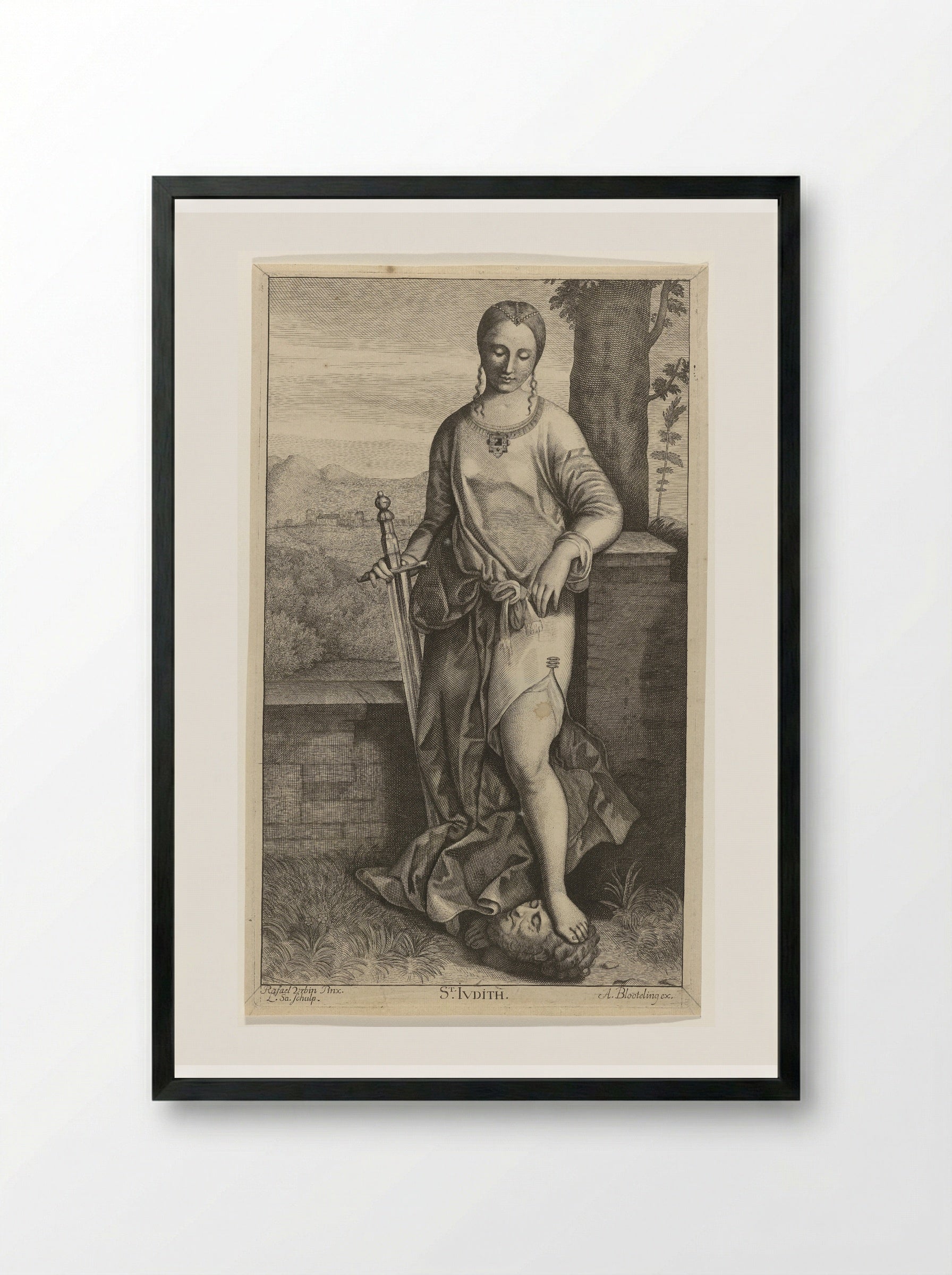 Judith with the Head of Holofernes - Abraham Bloteling - Framed Print Black