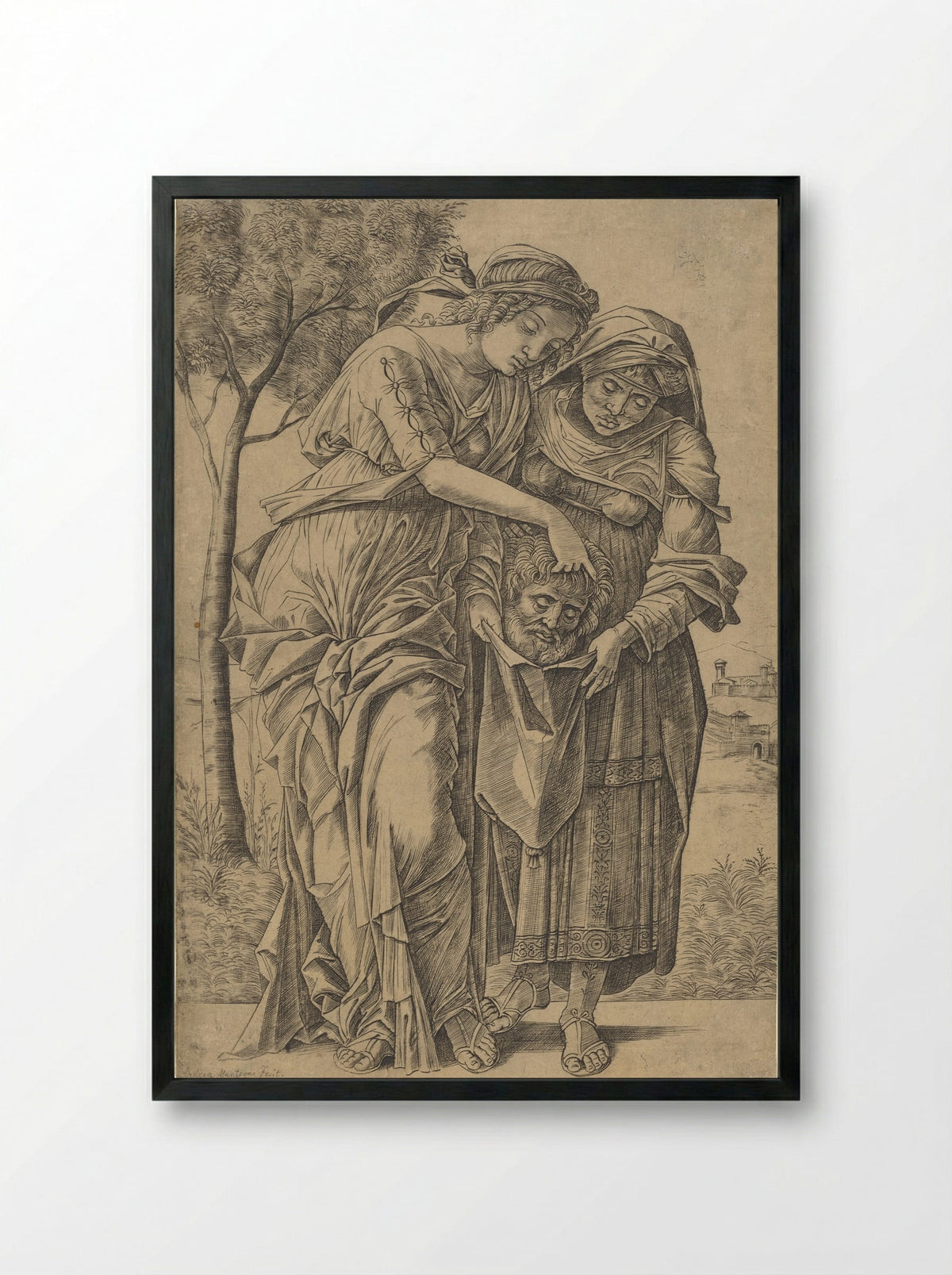 Judith with the Head of Holofernes - Girolamo Mocetto - Framed Print Black