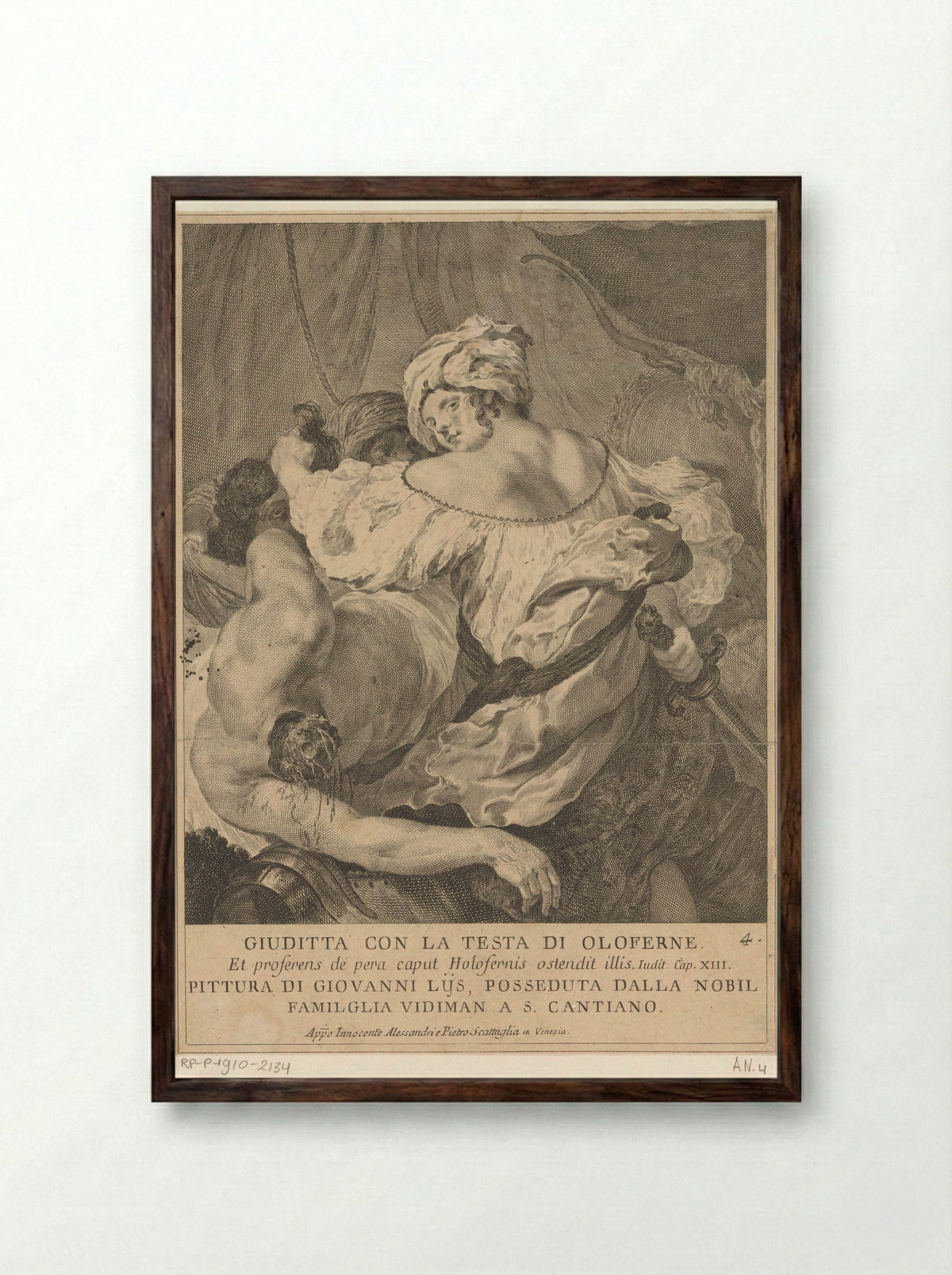Judith with the Head of Holofernes - Pietro Monaco - Framed Print Dark Wood
