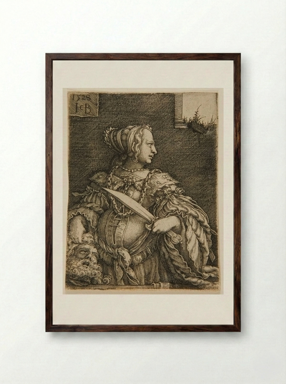 Judith - Jakob Binck - Framed Print Dark Wood
