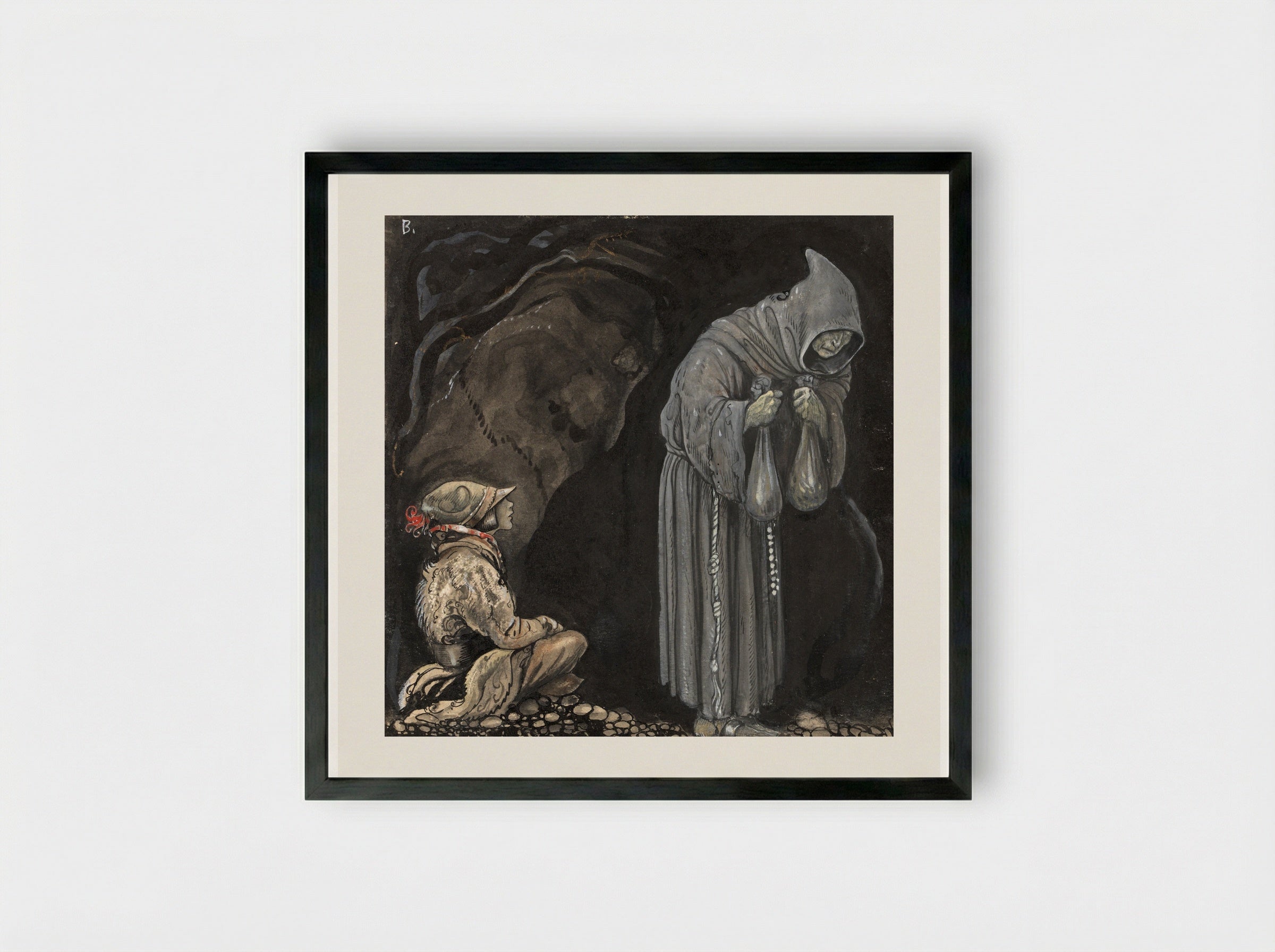 Julbocken - John Bauer - Framed Print Black