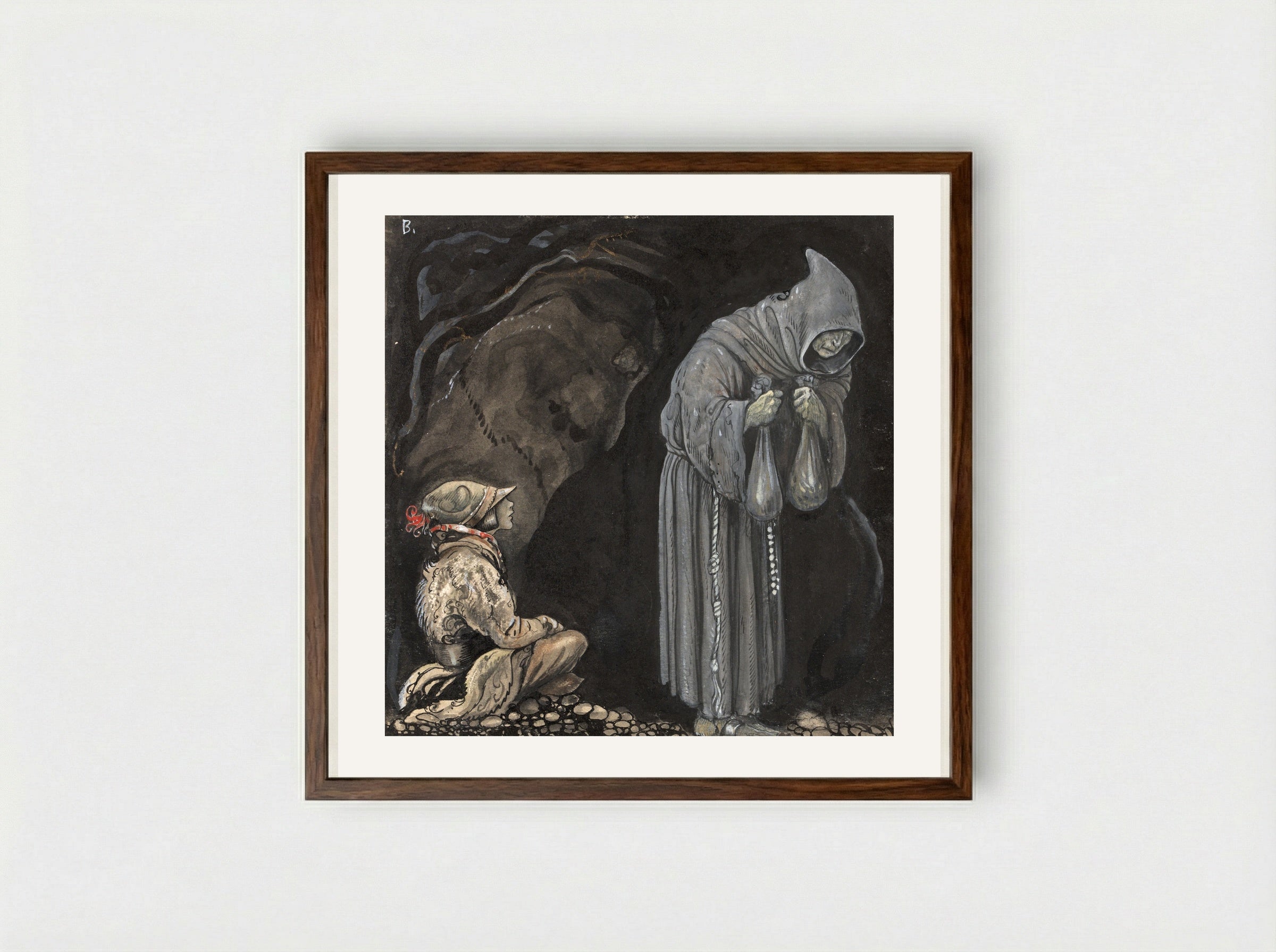 Julbocken - John Bauer - Framed Print Dark Wood