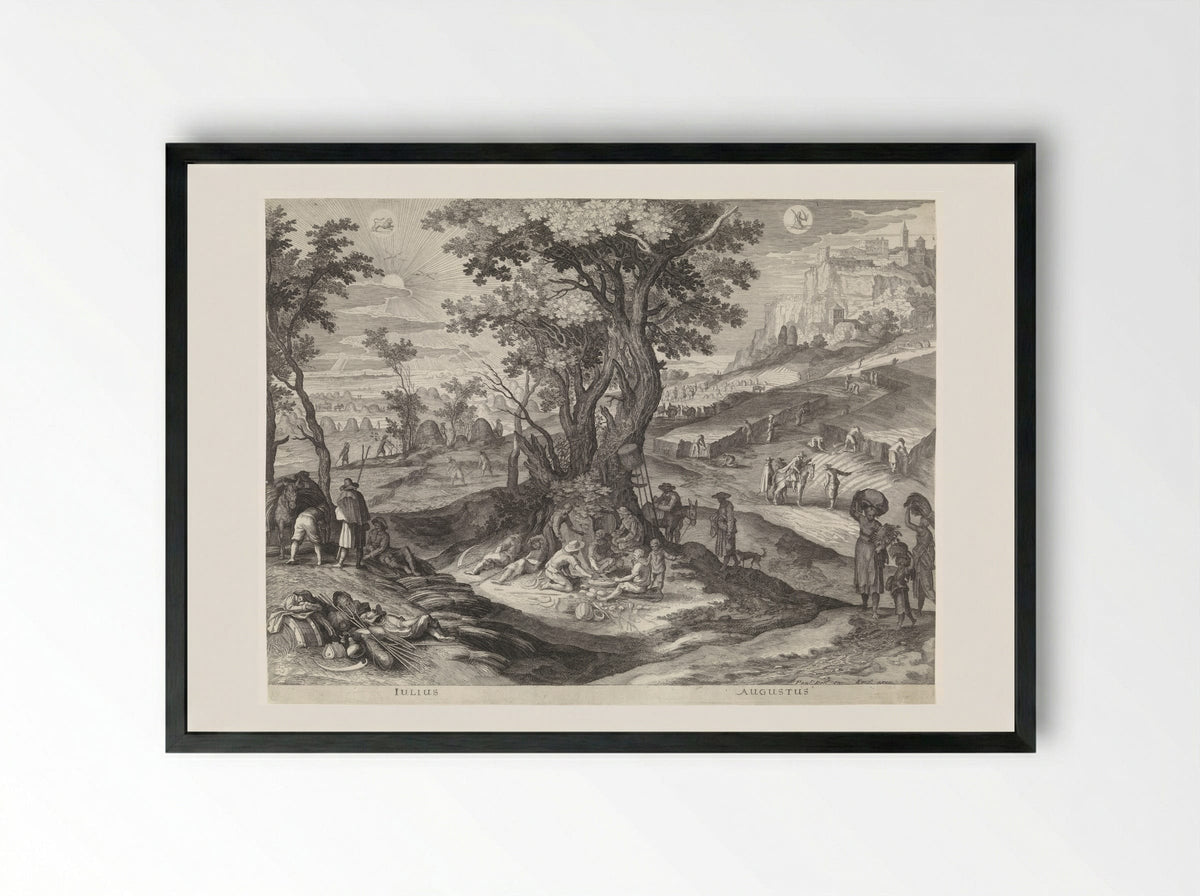 Juli en augustus (July and August) - Aegidius Sadeler (II) - Framed Print Black