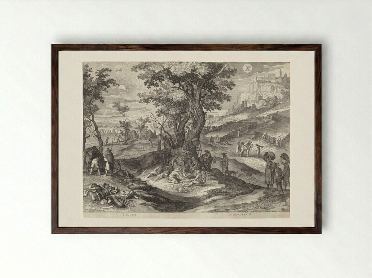 Juli en augustus (July and August) - Aegidius Sadeler (II) - Framed Print Dark Wood