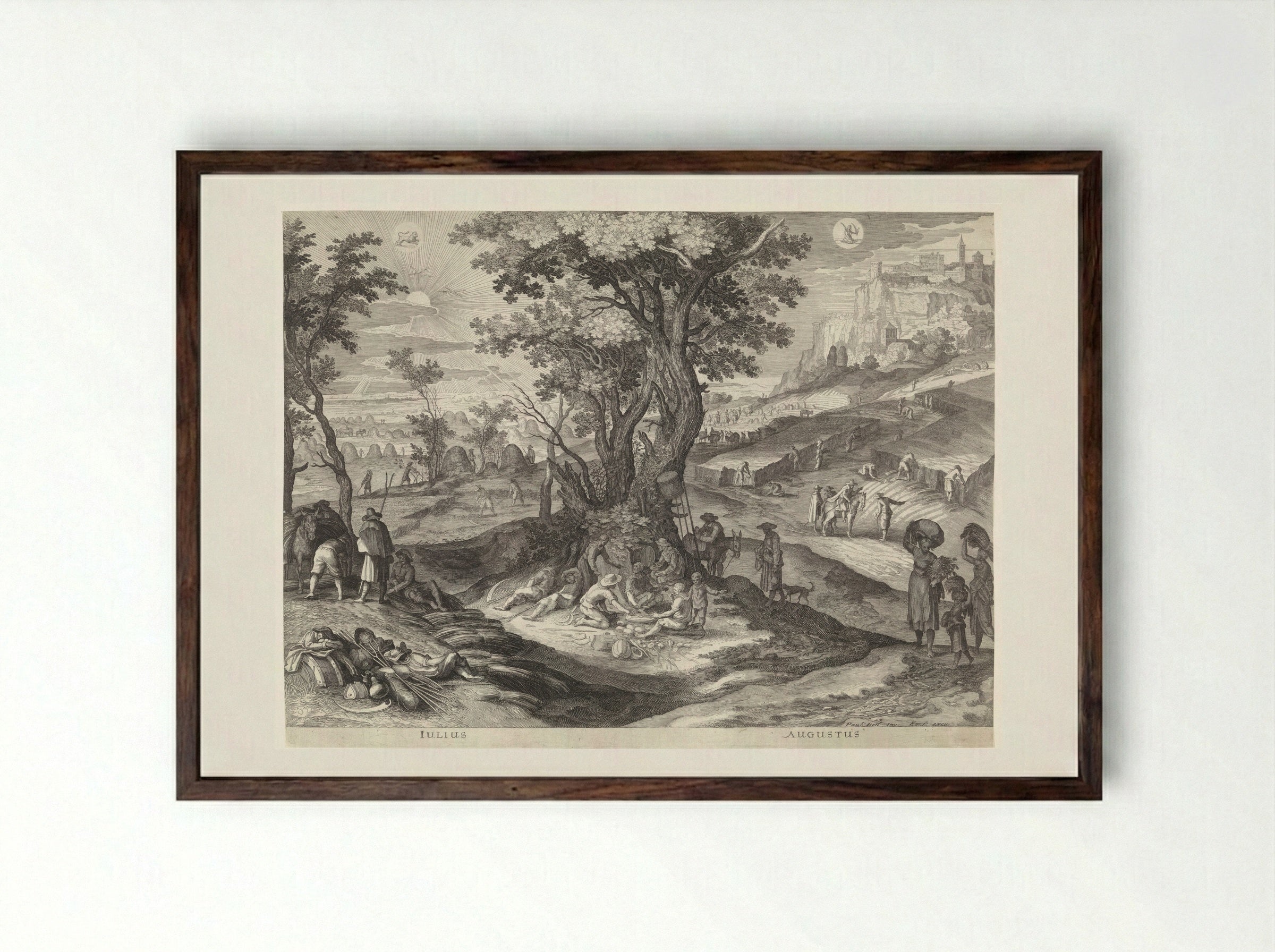 Juli en augustus (July and August) - Aegidius Sadeler (II) - Framed Print Dark Wood