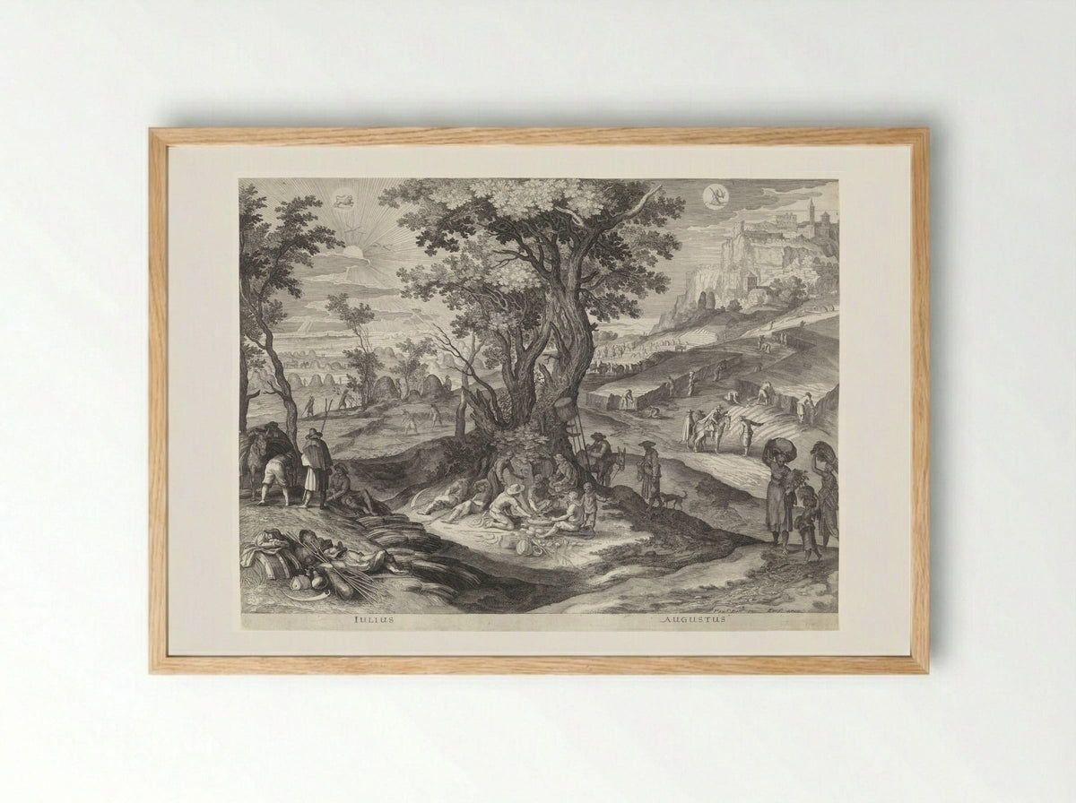 Juli en augustus (July and August) - Aegidius Sadeler (II) - Framed Print Wood