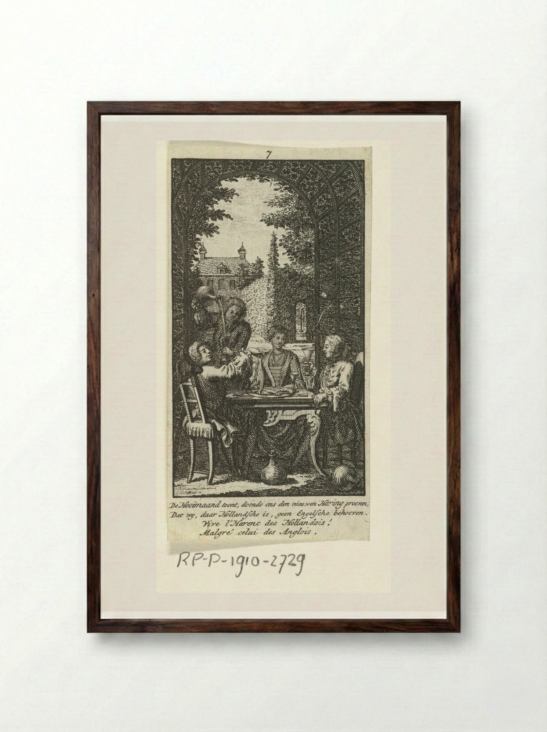 Juli: vrolijk gezelschap aan tafel - Jan Caspar Philips - Framed Print Dark Wood