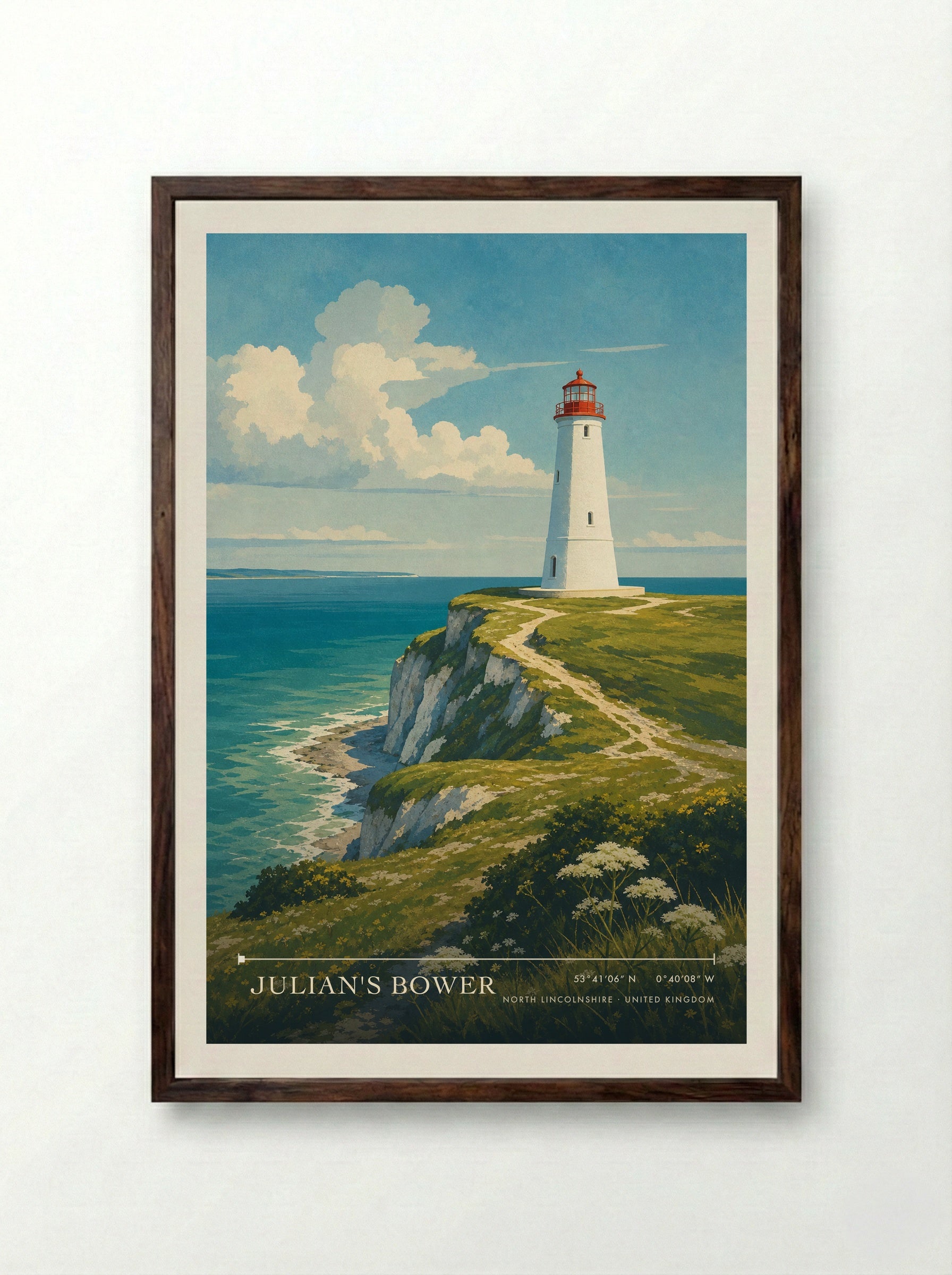 Julian's Bower North Lincolnshire United Kingdom Travel Poster - Framed Print Dark Wood