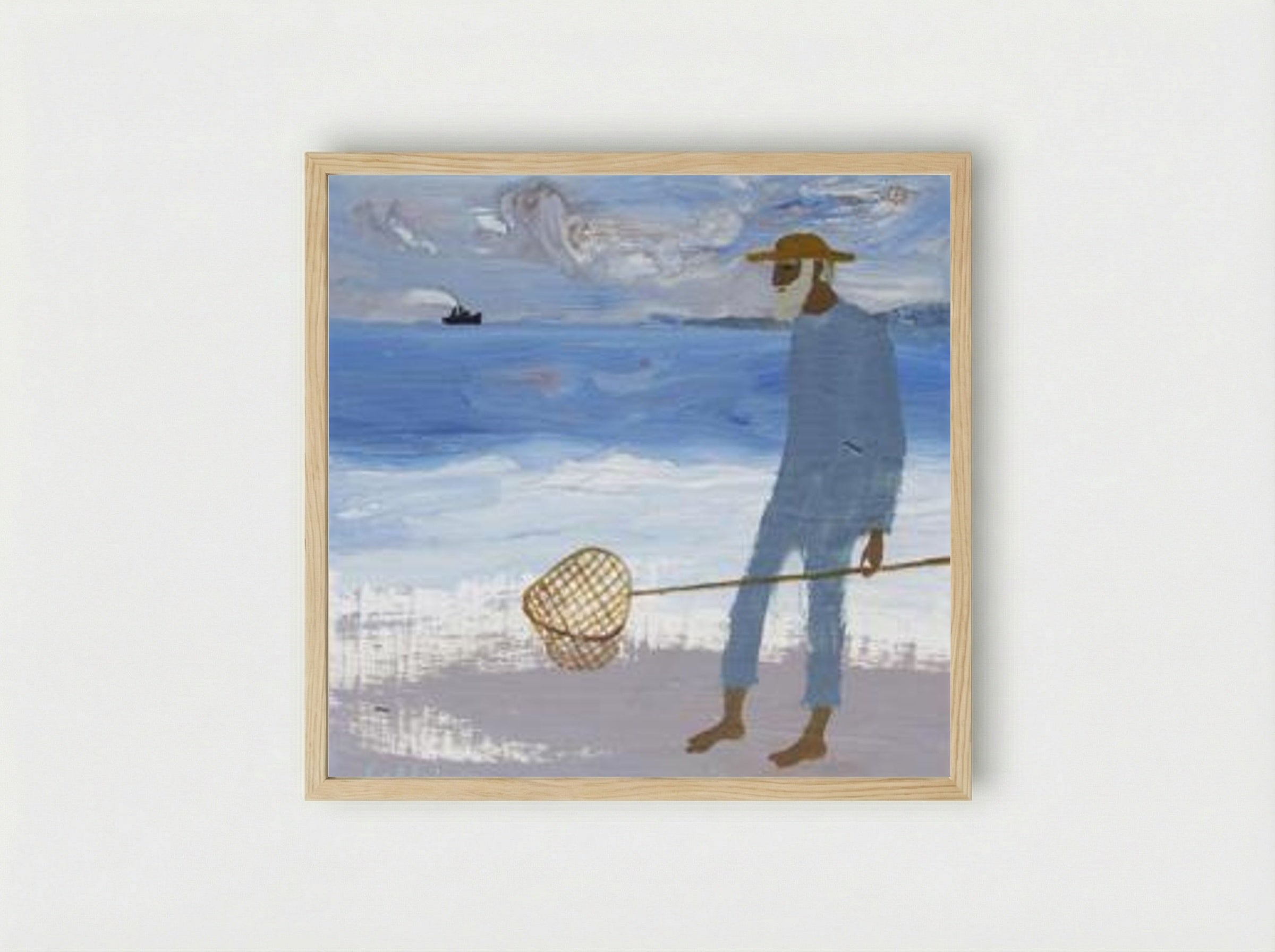 Julian with a Fishing Net - Mary Fedden - Framed Print Wood