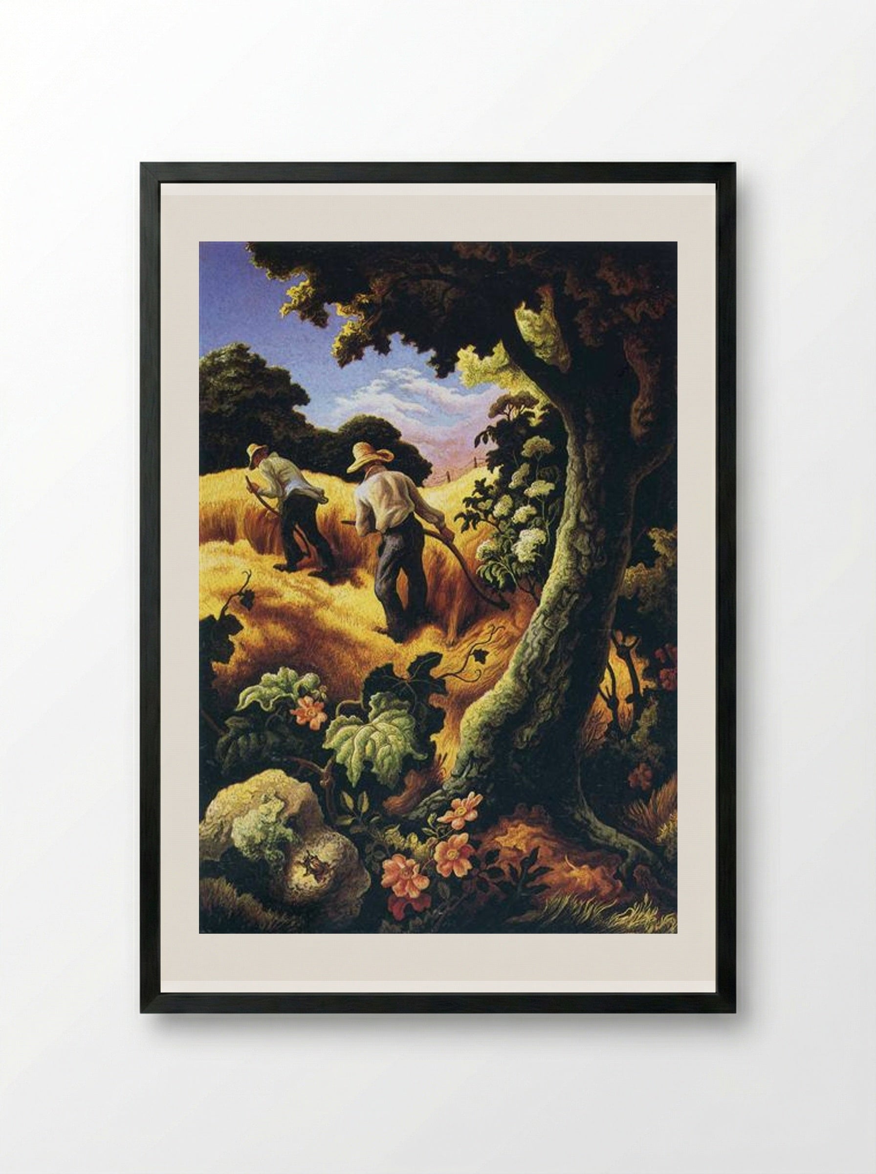 July Hay - Thomas Hart Benton - Framed Print Black