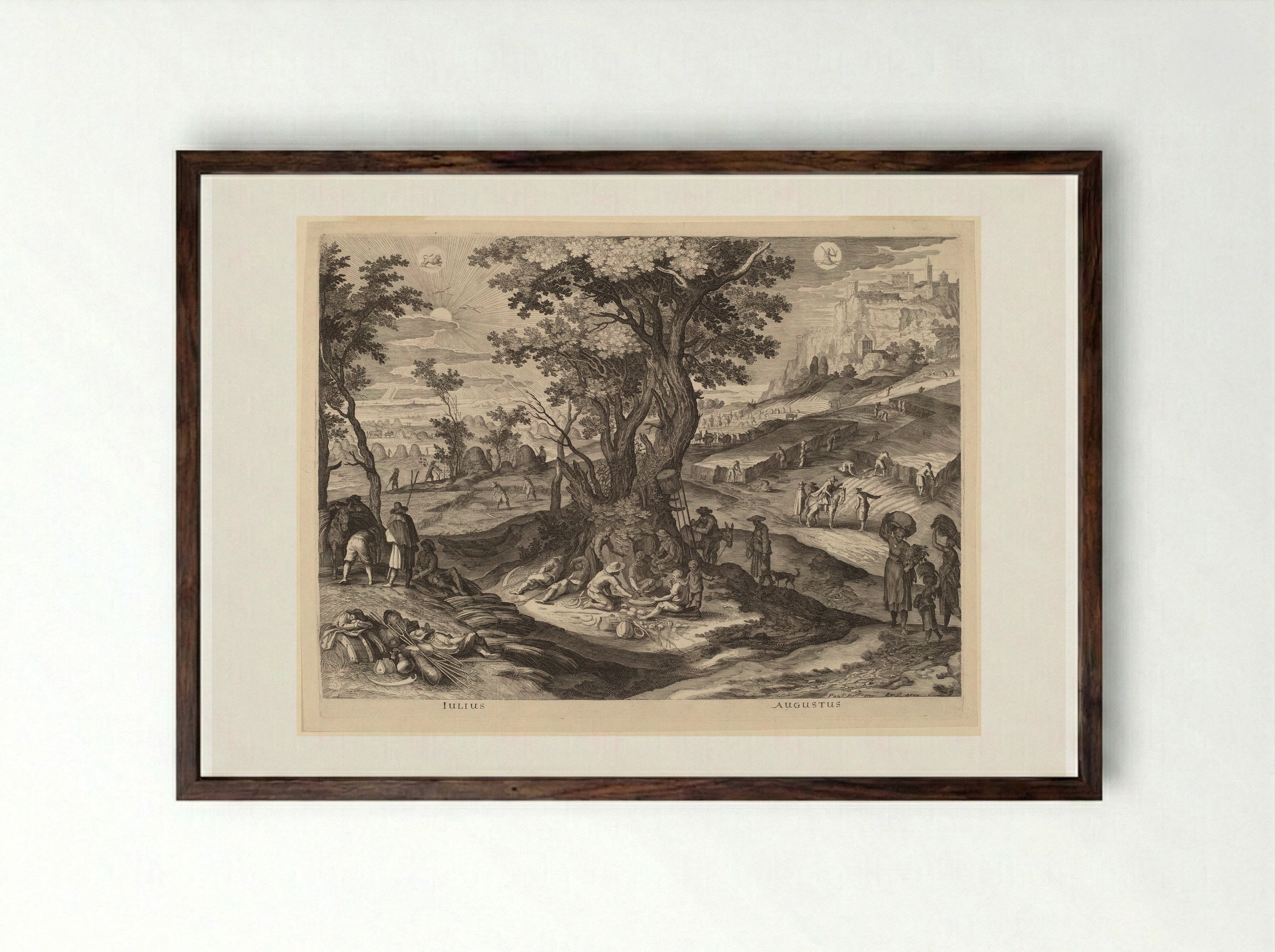 July (Iulius) - Aegidius Sadeler II - Framed Print Dark Wood