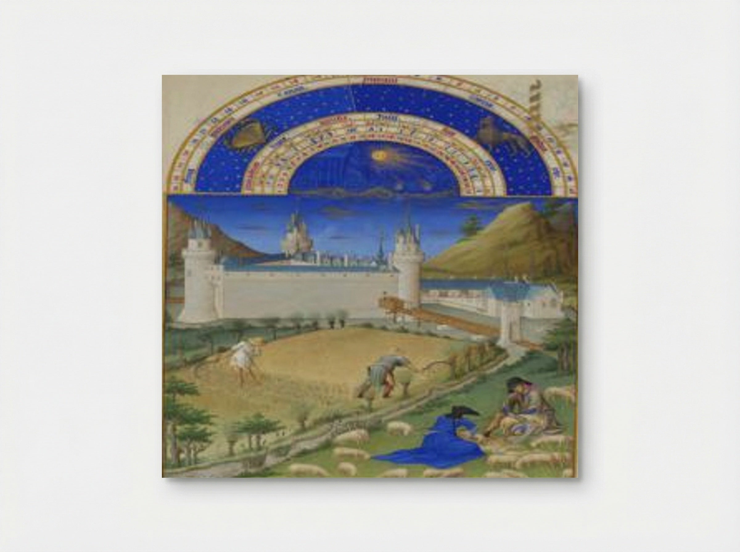 July: Harvesting and Sheep Shearing - Limbourg brothers - Poster