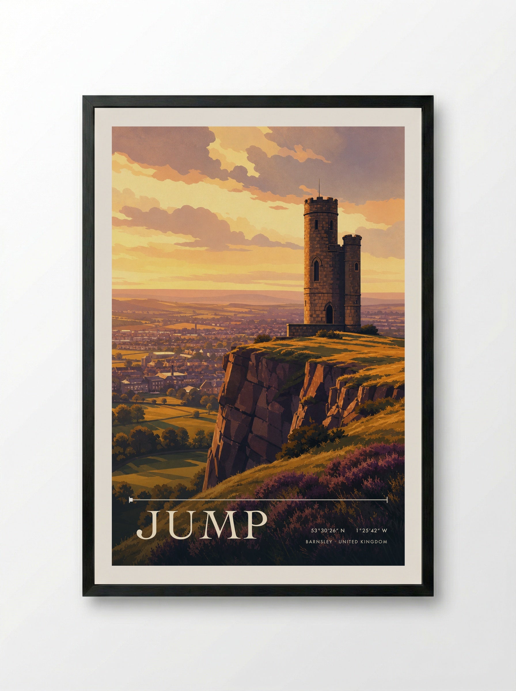 Jump Barnsley United Kingdom Travel Poster - Framed Print Black