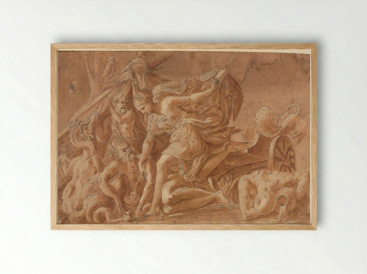 Juno Awakening Sleep (After Primaticcio) - Francesco Primaticcio - Framed Print Wood