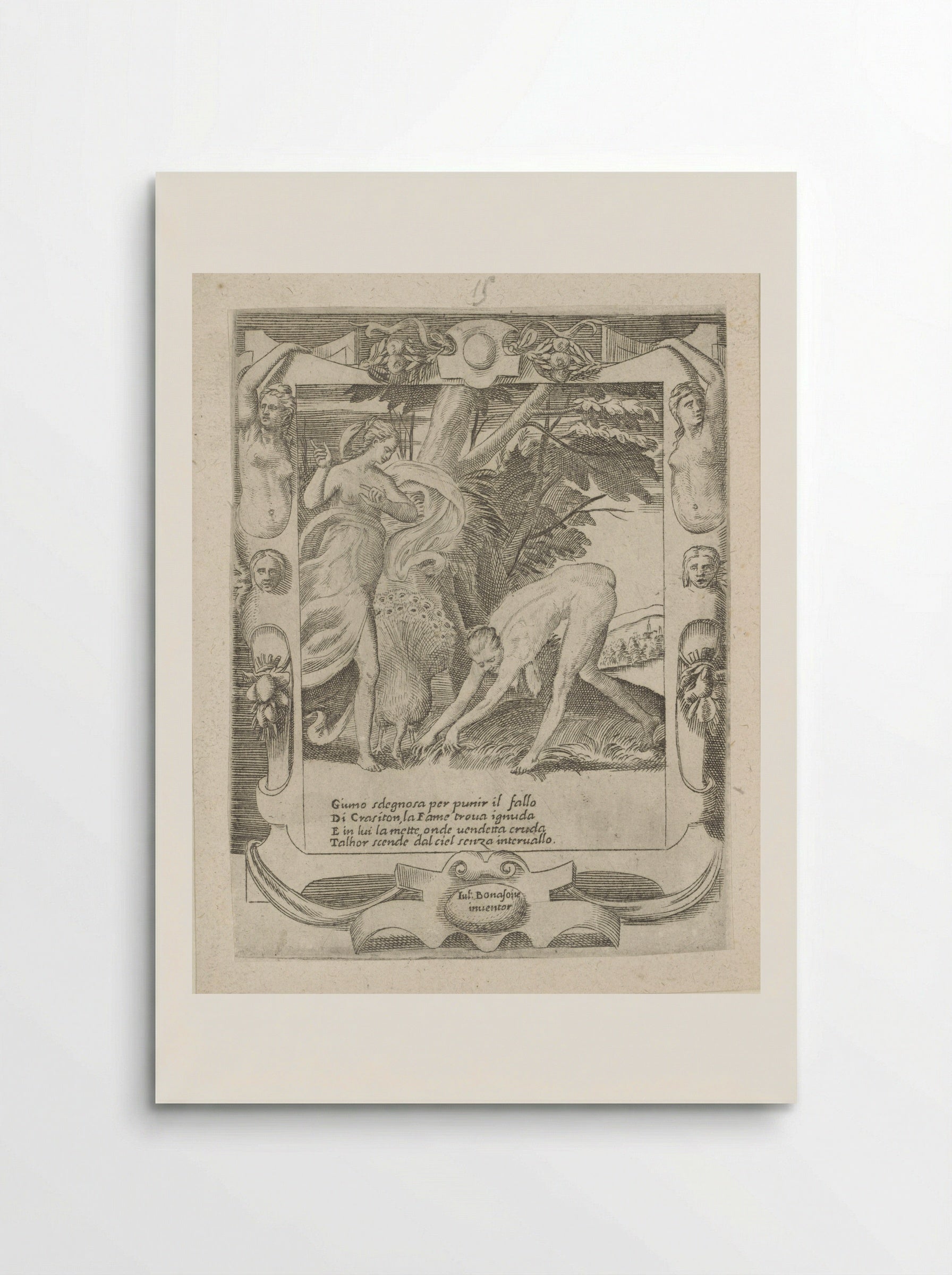Juno Commands Famine to Afflict Erysichthon - Giulio Bonasone - Poster