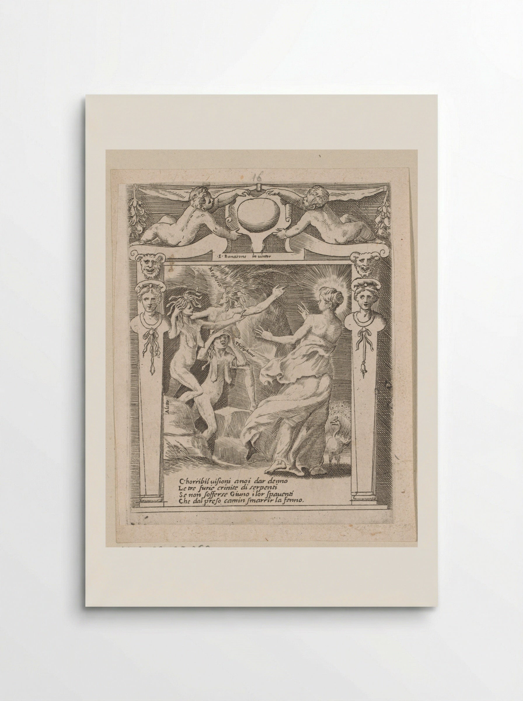 Juno Frightened by the Furies - Giulio Bonasone - Poster