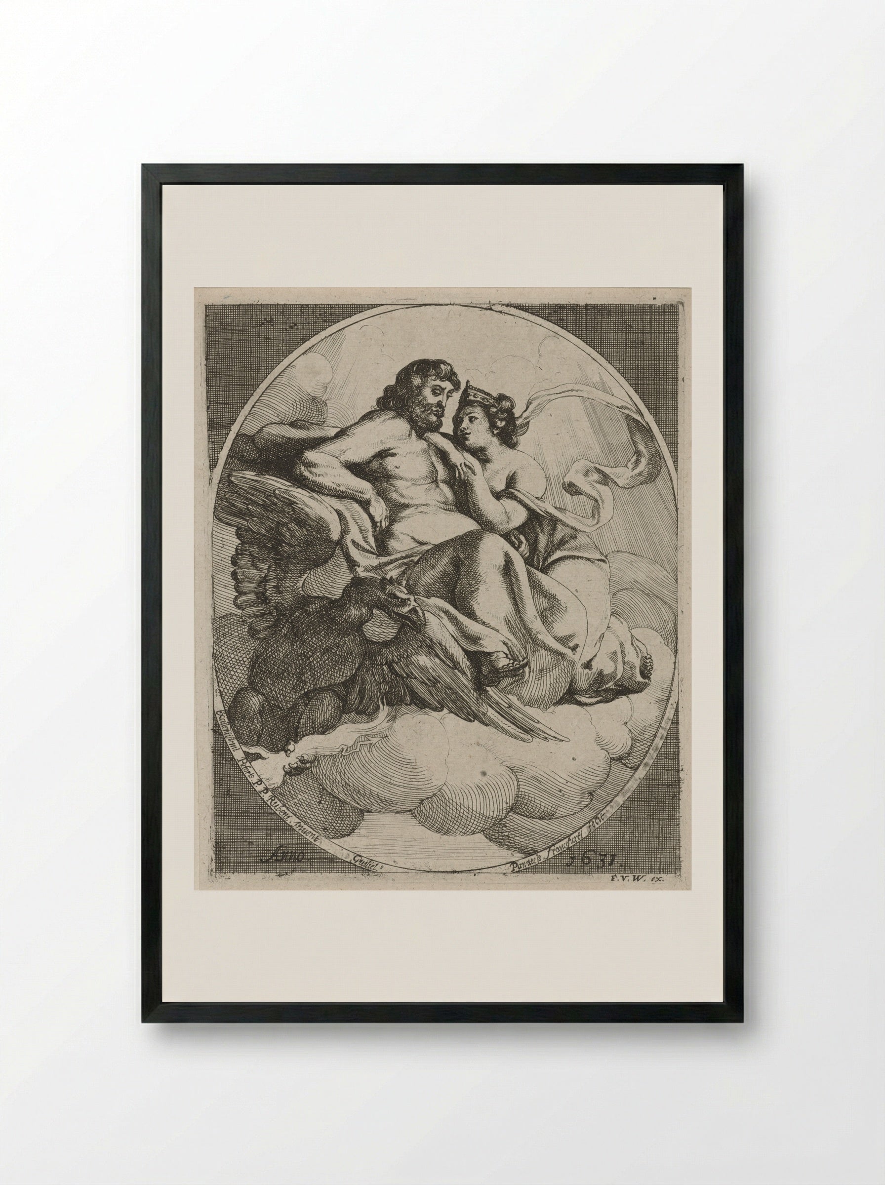 Juno Reclining on the Shoulder of Jupiter - Willem Panneels - Framed Print Black