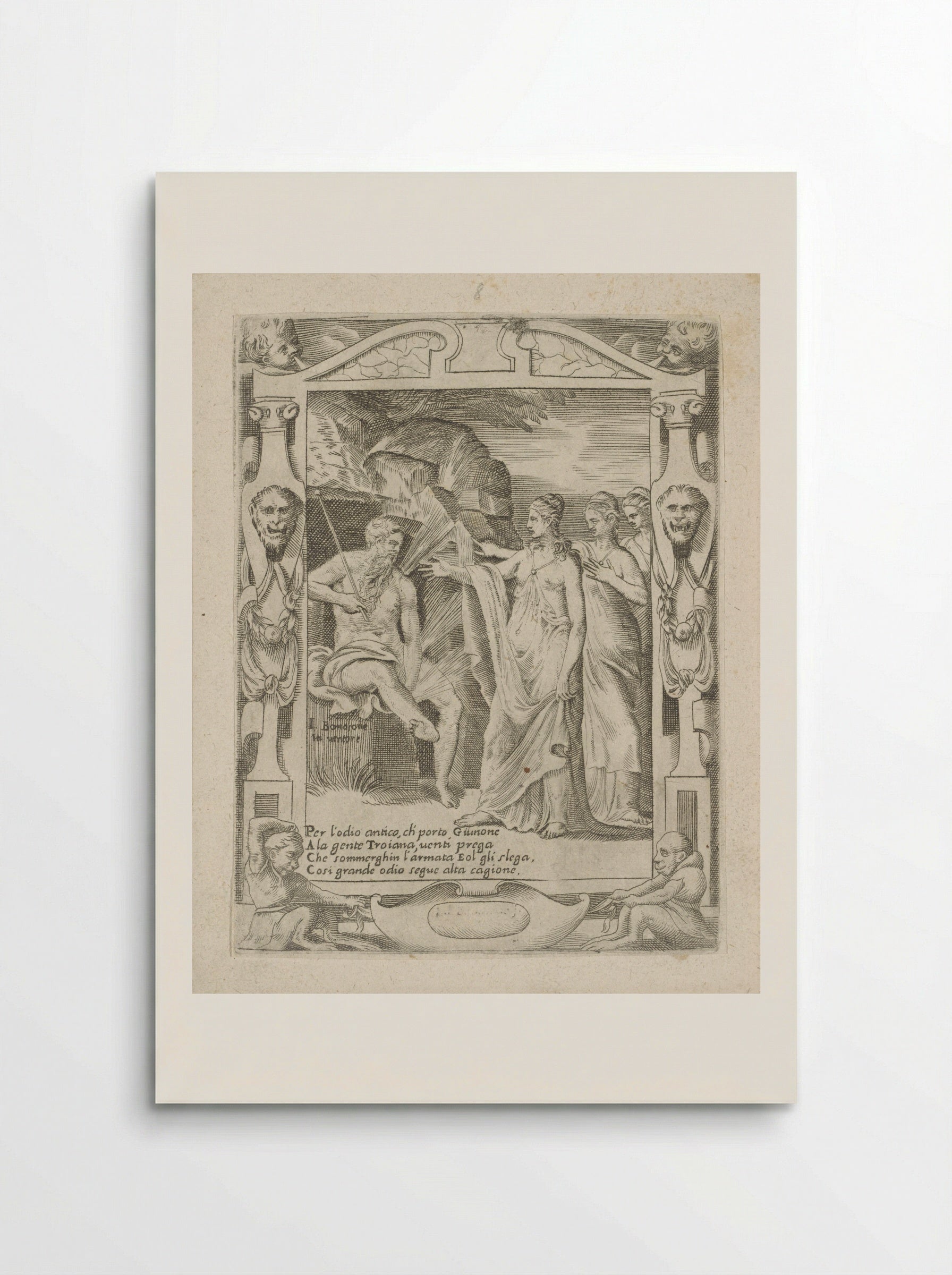 Juno Requests Aeolus to Release the Winds - Giulio Bonasone - Poster