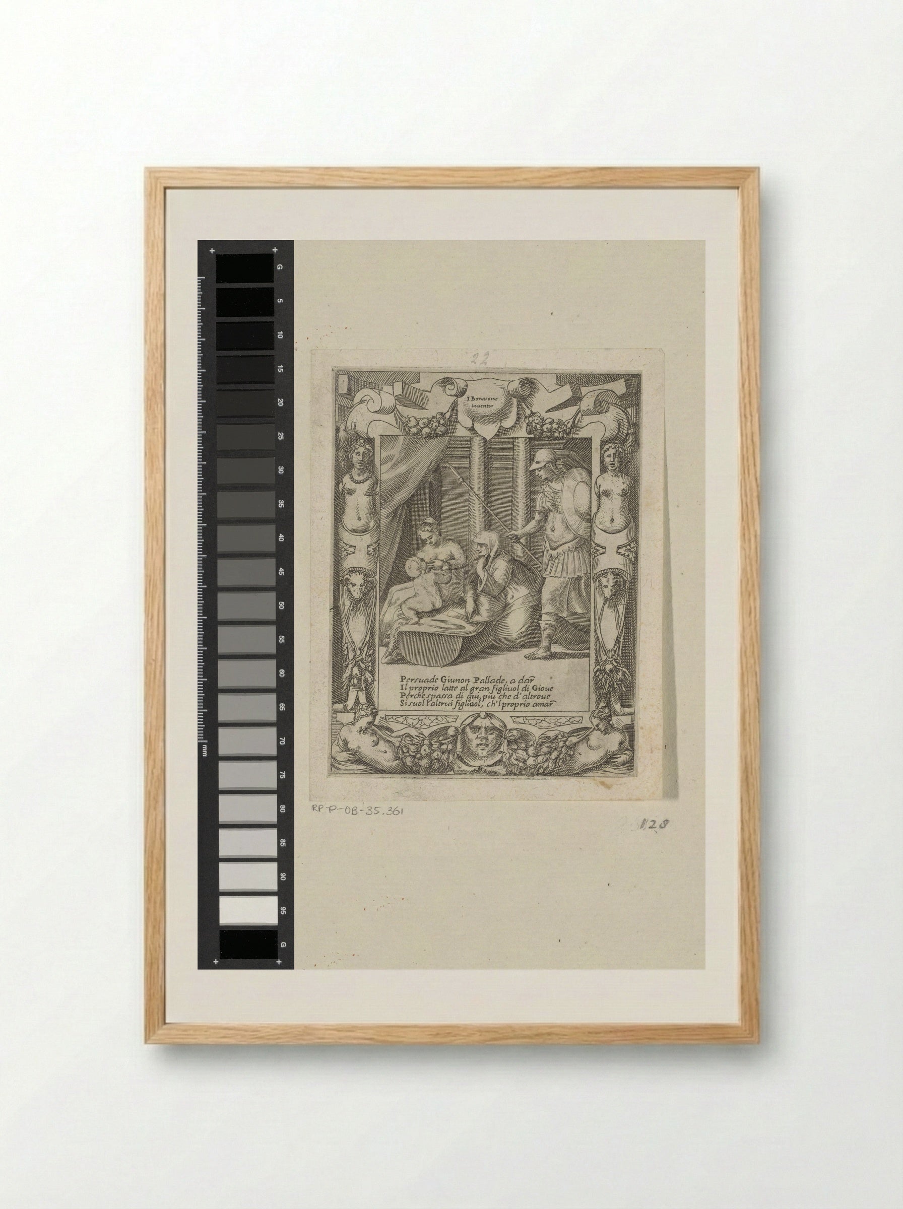 Juno Suckling the Infant Hercules - Giulio Bonasone - Framed Print Wood