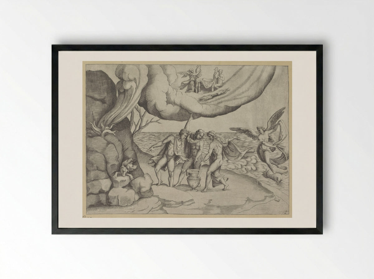 Jupiter, Neptune and Pluto Dividing the Universe - Giulio Bonasone - Framed Print Black