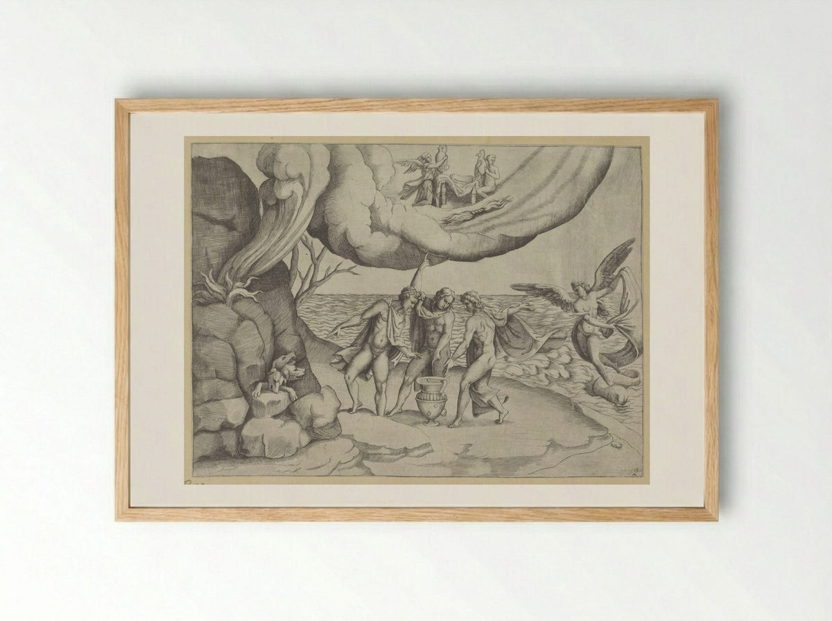 Jupiter, Neptune and Pluto Dividing the Universe - Giulio Bonasone - Framed Print Wood